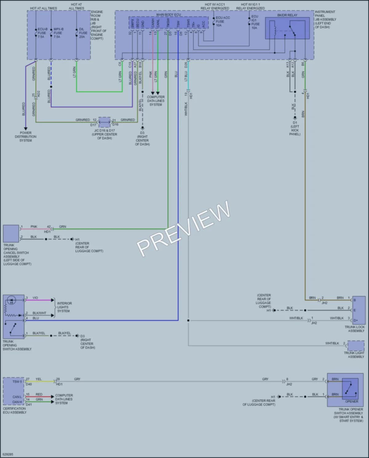 2019 Subaru BRZ Trunk Tailgate Fuel Door wiring diagram preview
