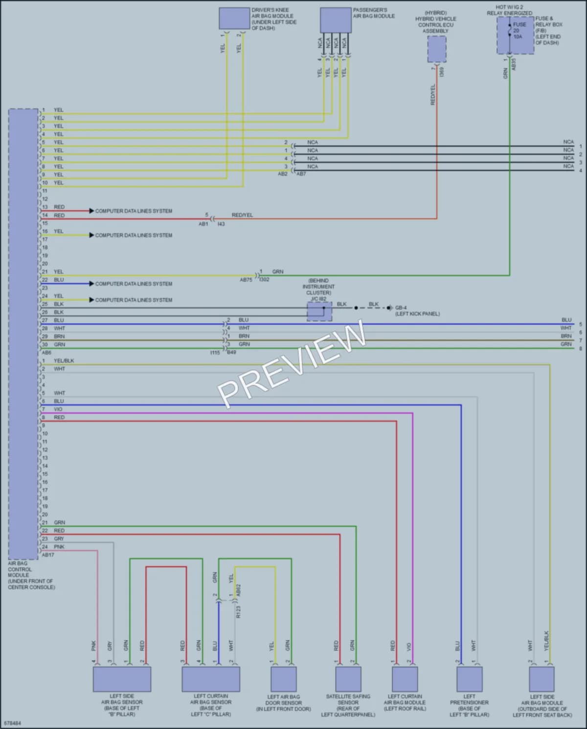 2019 Subaru CrosstrekHybrid Supplemental Restraints wiring diagram preview
