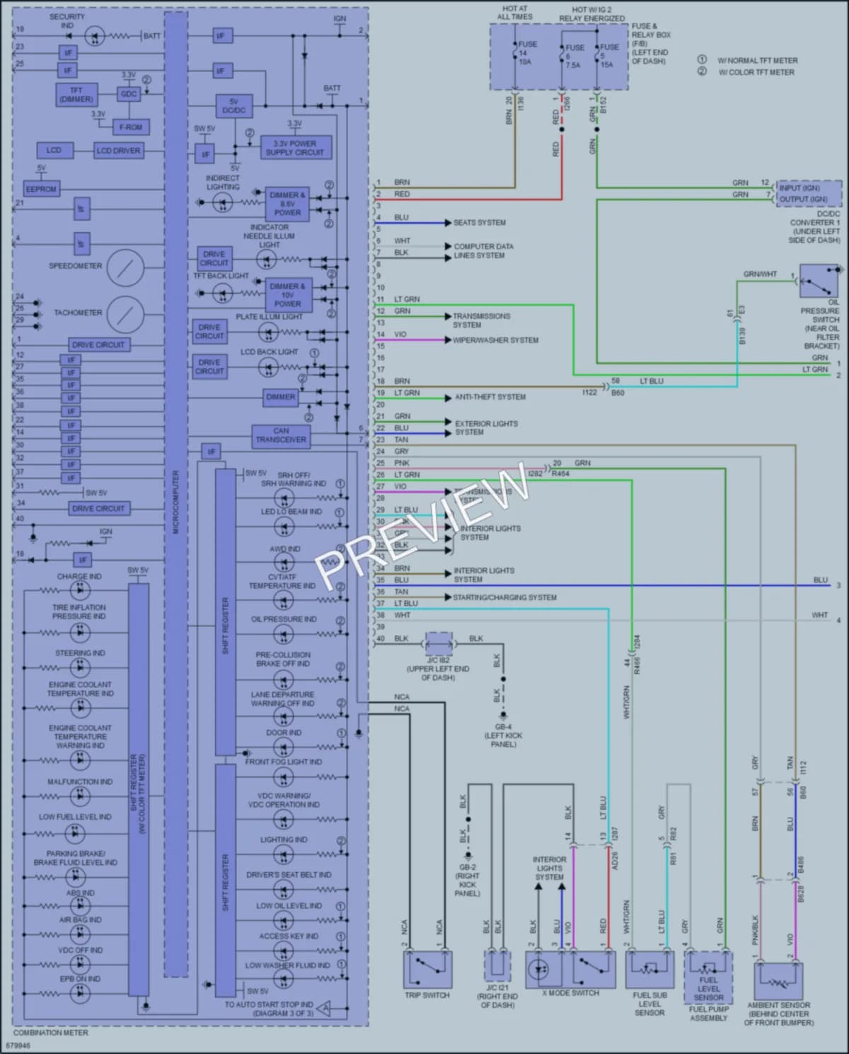 2019 Subaru Forester Instrument Cluster wiring diagram preview