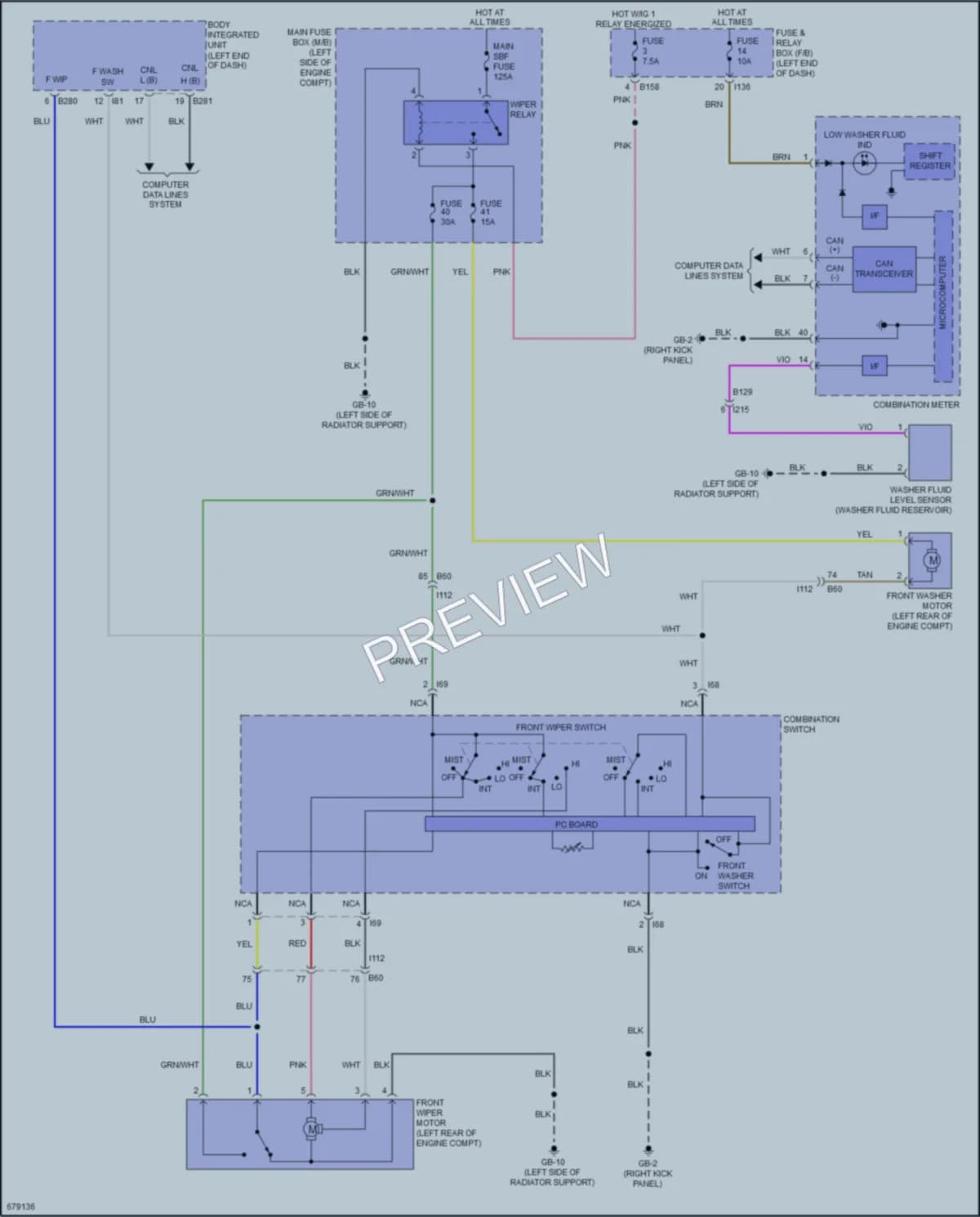2019 Subaru Forester Wiper Washer wiring diagram preview