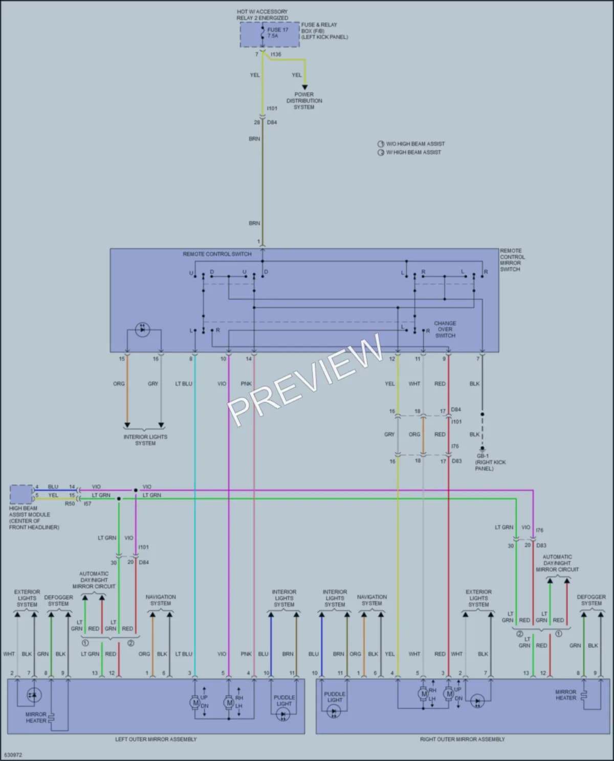 2019 Subaru Legacy Power Mirrors wiring diagram preview