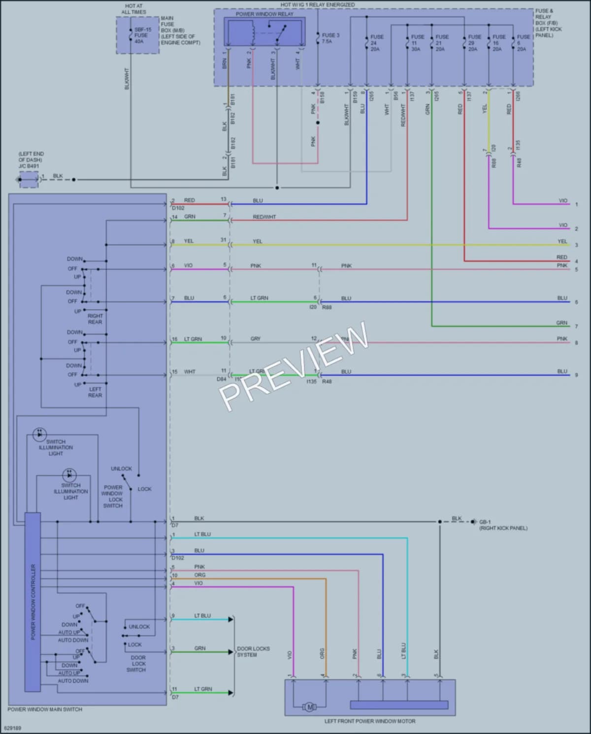 2019 Subaru Legacy Power Windows wiring diagram preview