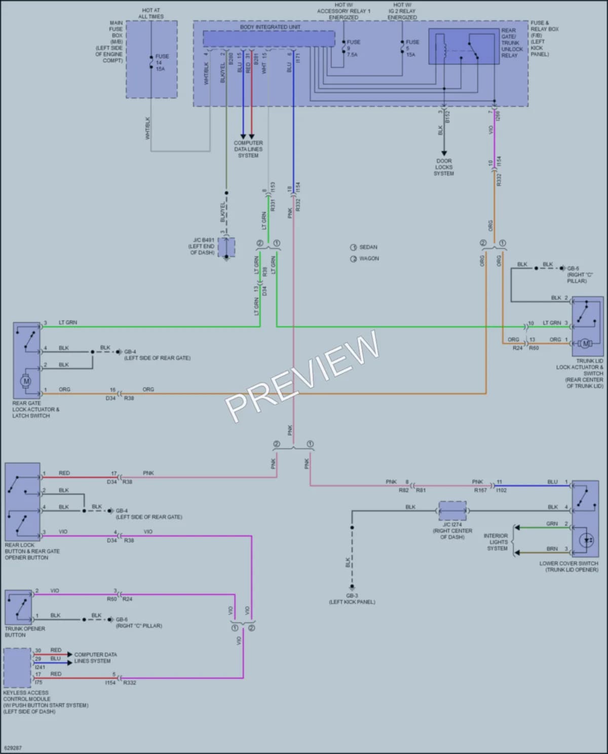2019 Subaru Legacy Trunk Tailgate Fuel Door wiring diagram preview