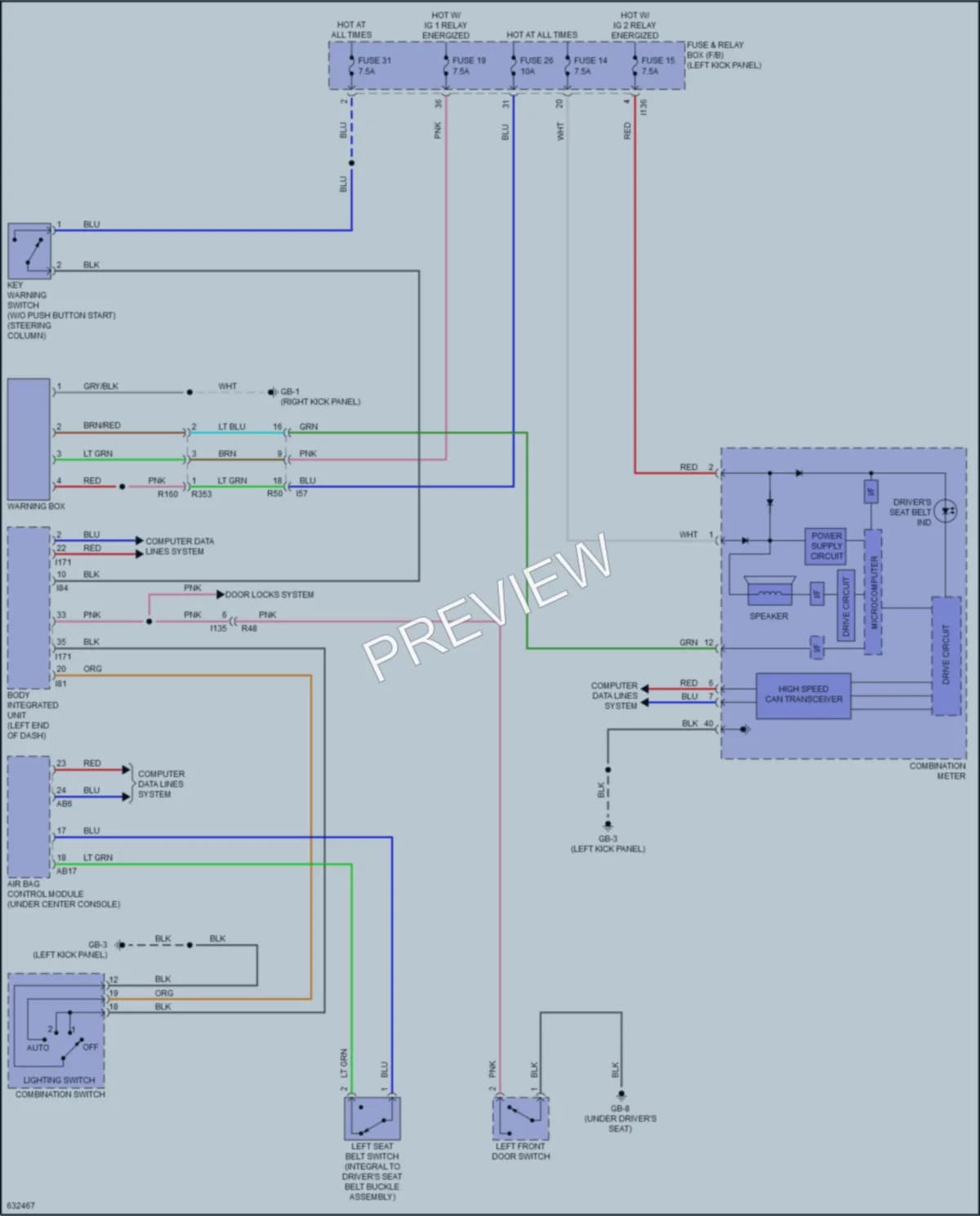 2019 Subaru Legacy Warning Systems wiring diagram preview