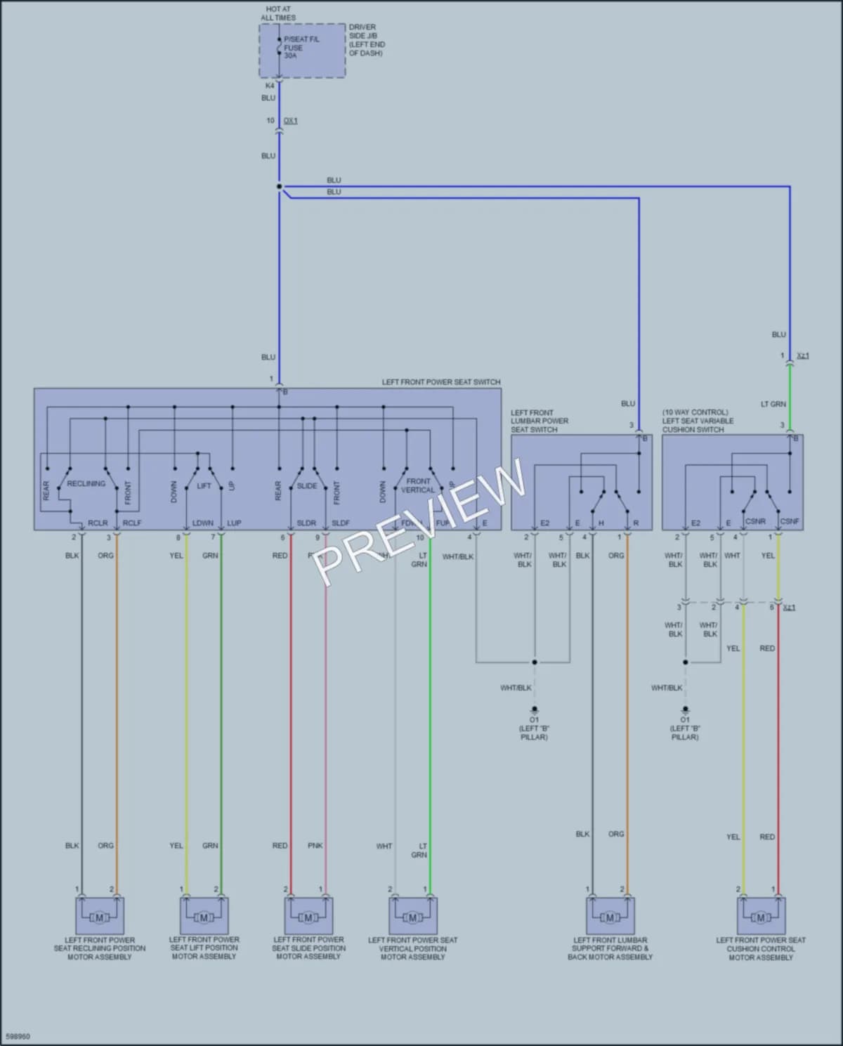 2019 Toyota Sequoia Power Seats wiring diagram preview