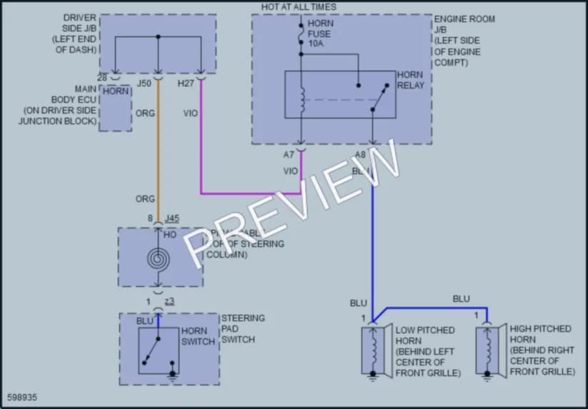 2019 Toyota Tundra Horn wiring diagram preview
