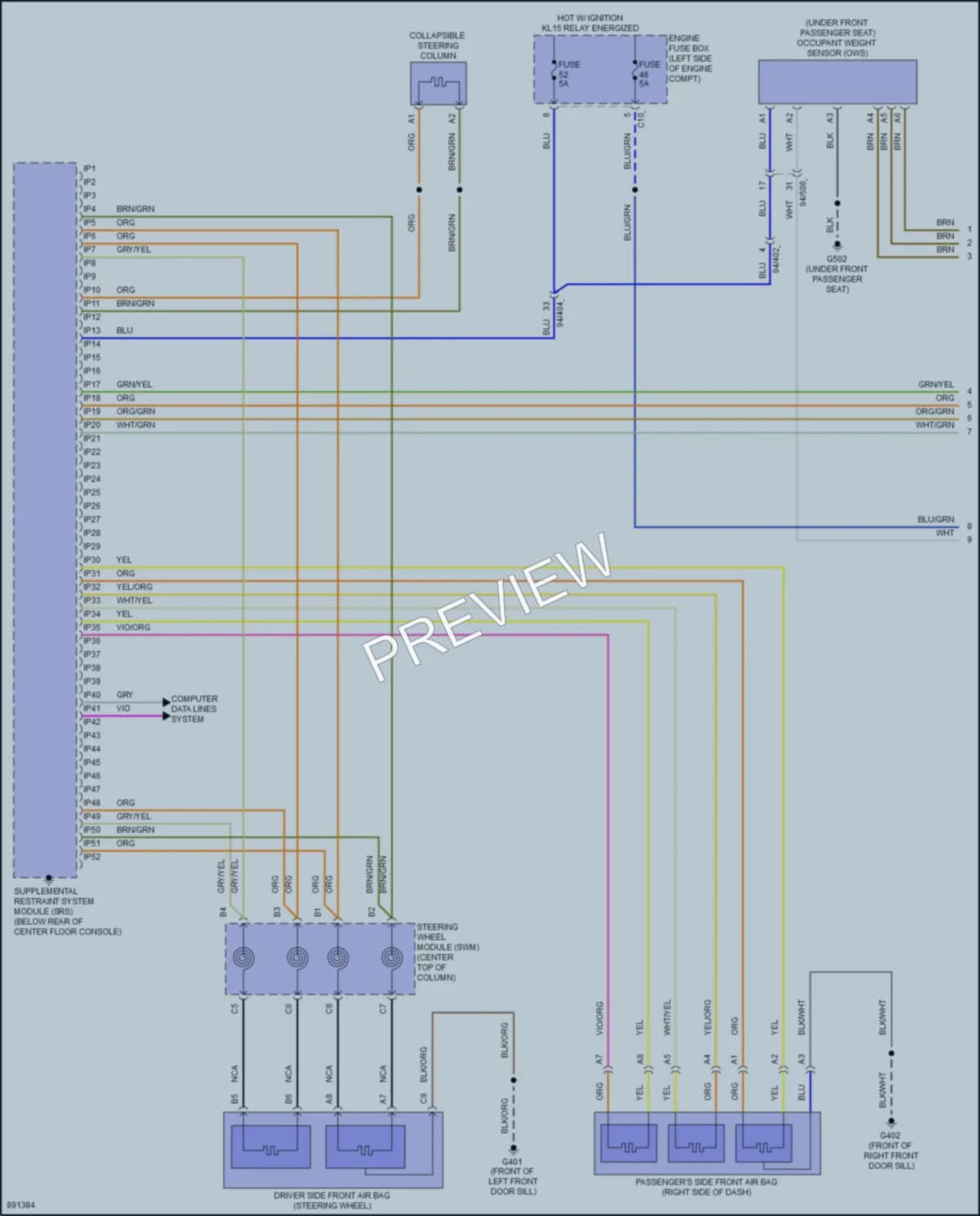 2019 Volvo S60PlugIn Supplemental Restraints wiring diagram preview