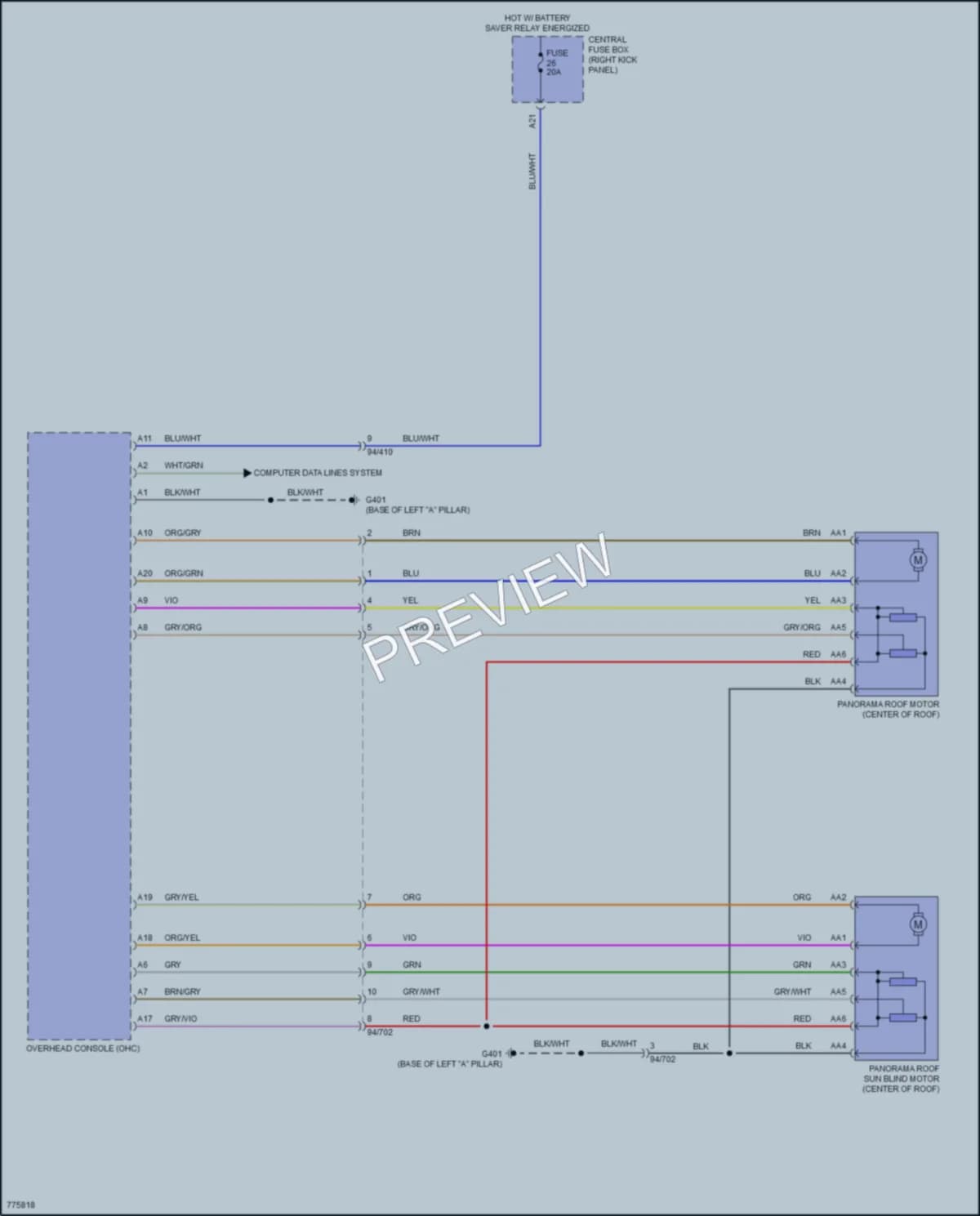 2019 Volvo XC90 Power Top Sunroof wiring diagram preview