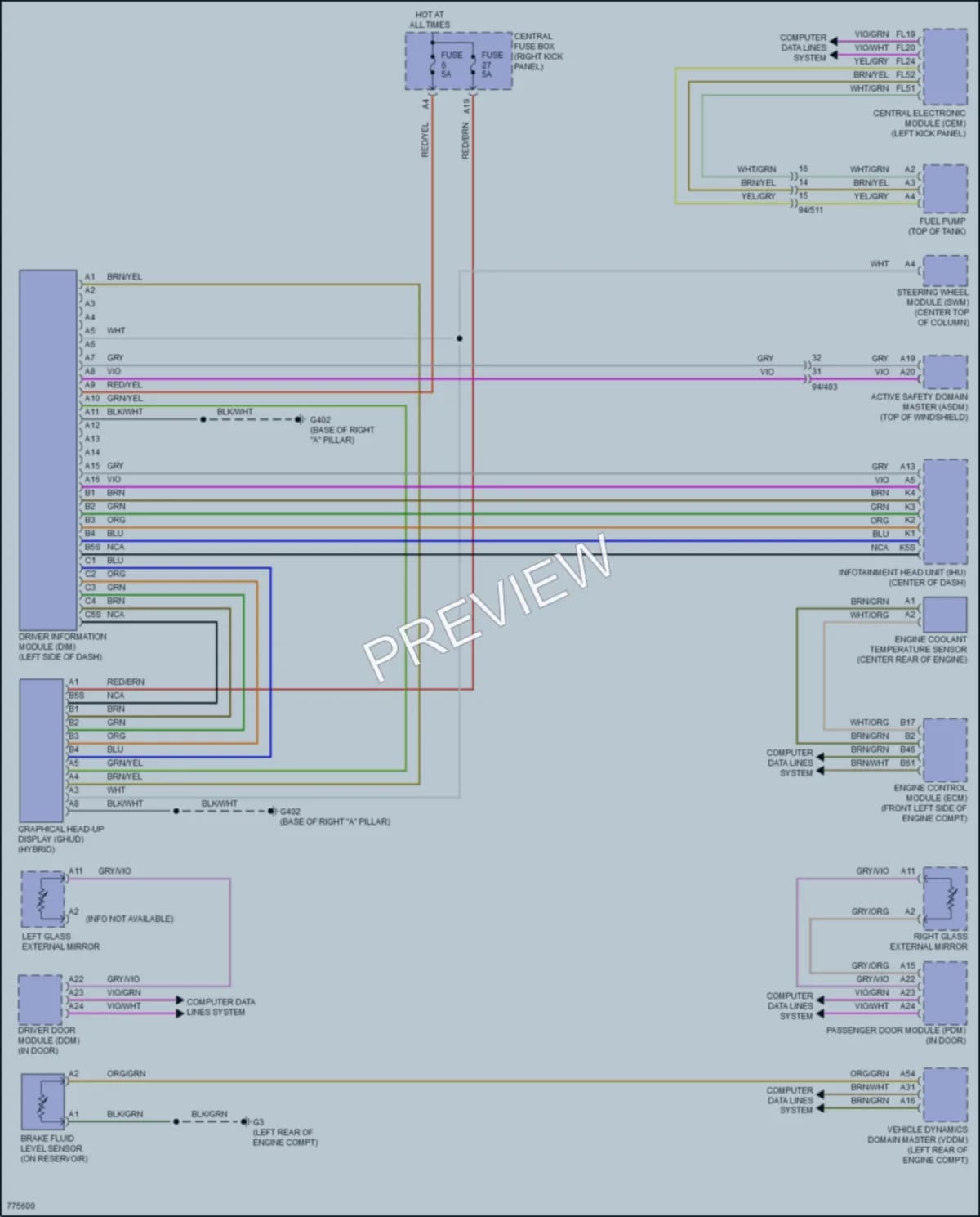2019 Volvo XC90PlugIn Instrument Cluster wiring diagram preview