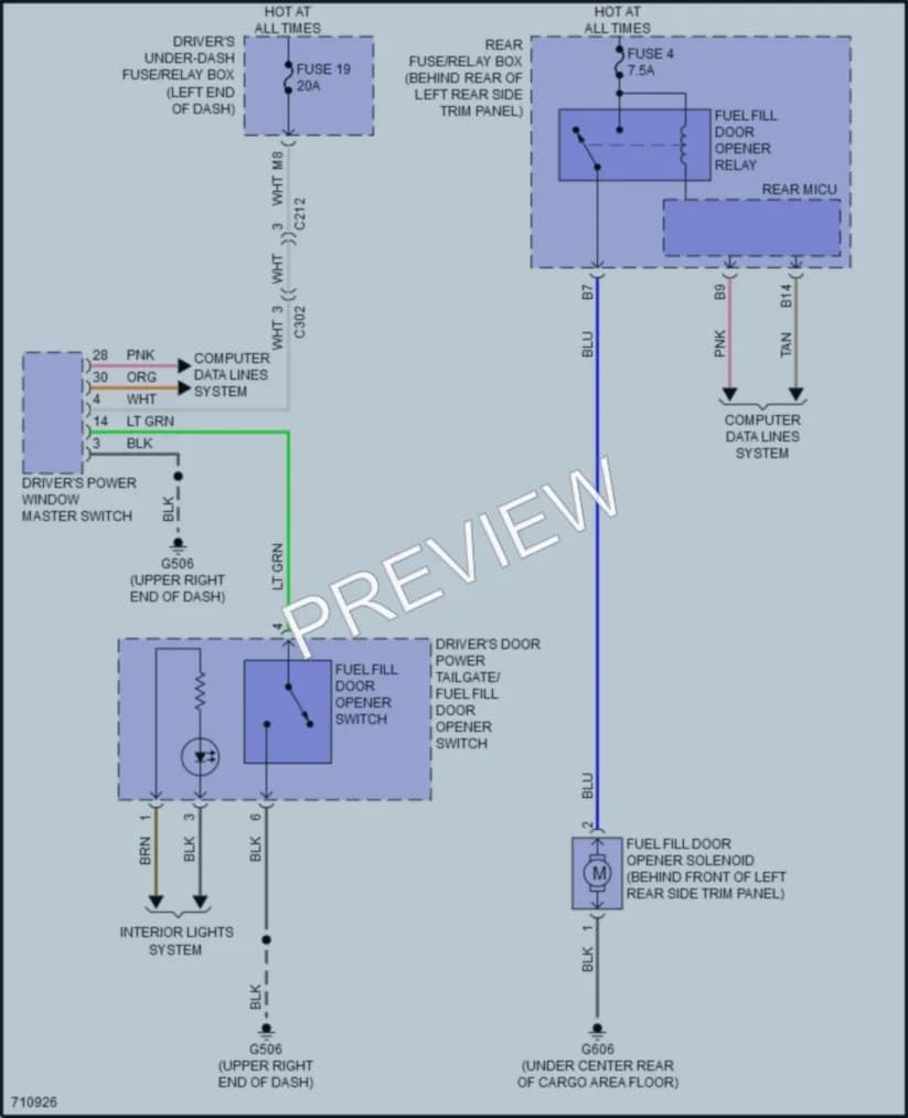 2020 Acura MDX Trunk Tailgate Fuel Door wiring diagram preview