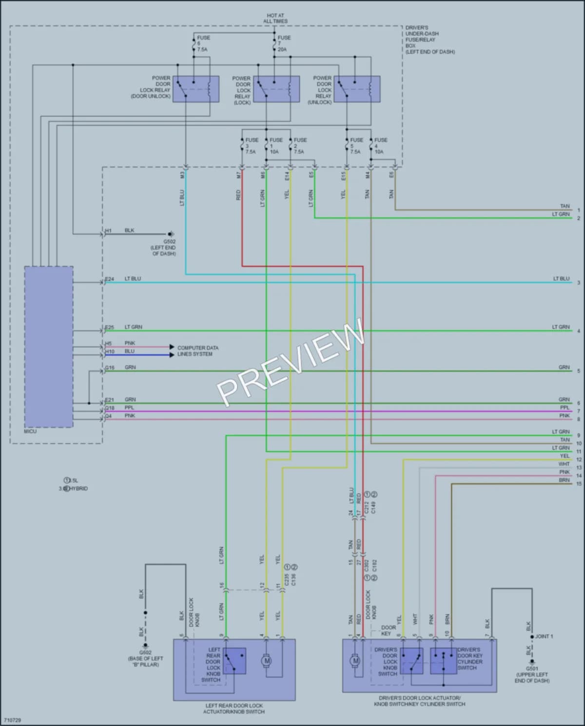 2020 Acura MDXSportHybrid Power Door Locks wiring diagram preview