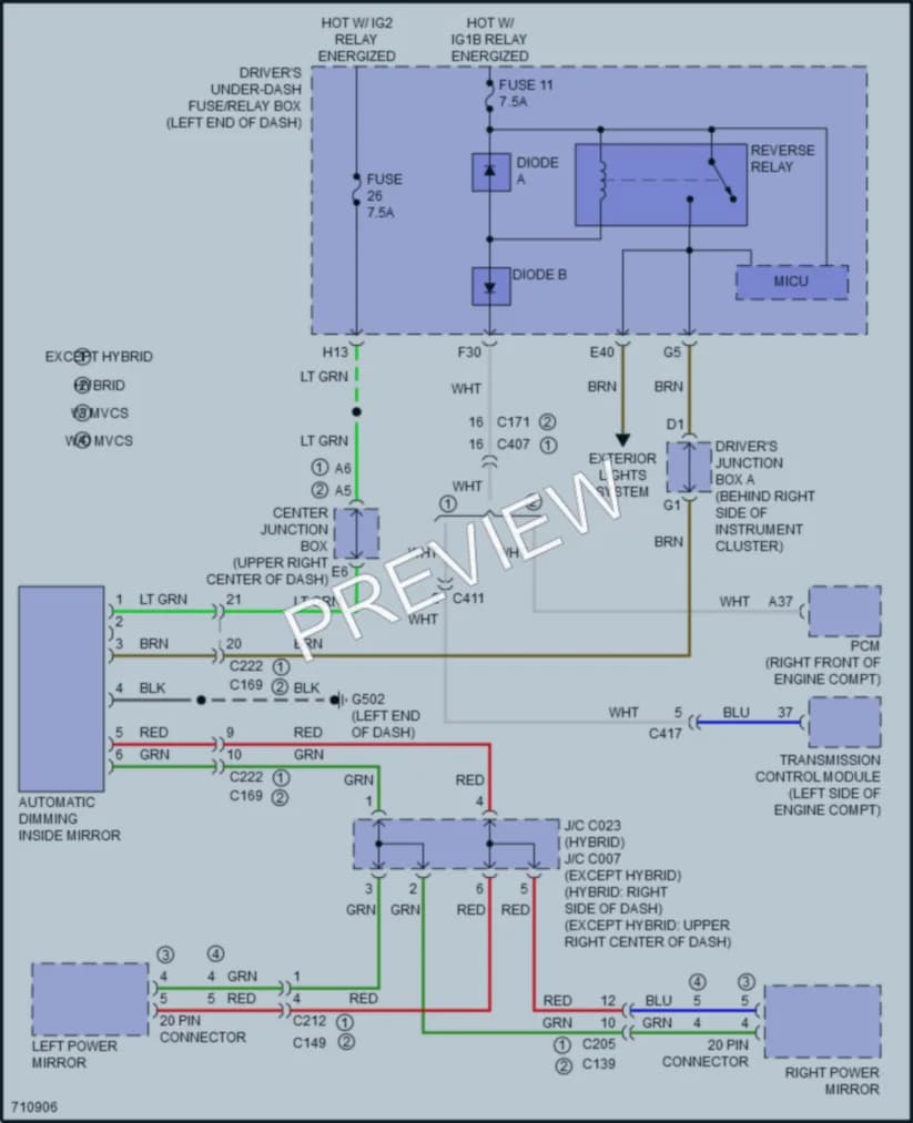 2020 Acura MDXSportHybrid Power Mirrors wiring diagram preview