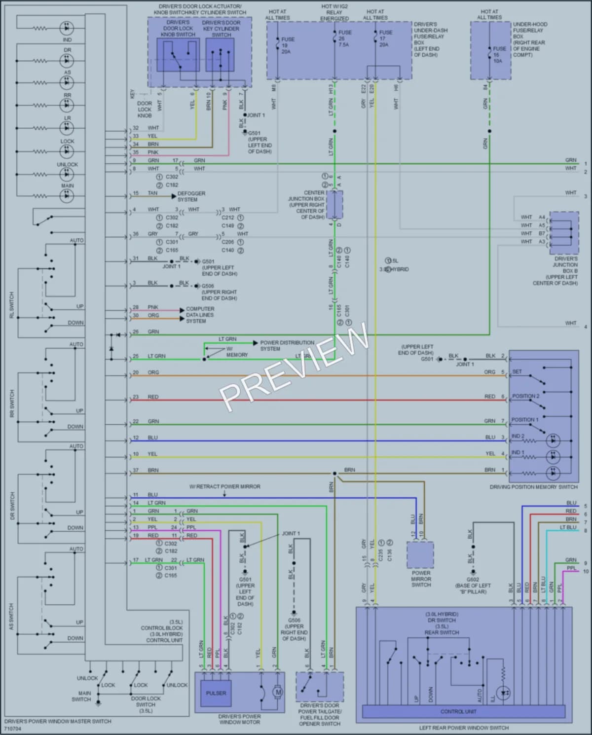2020 Acura MDXSportHybrid Power Windows wiring diagram preview