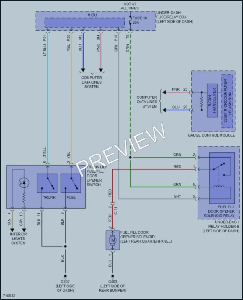 2020 Acura TLX Trunk Tailgate Fuel Door wiring diagram preview