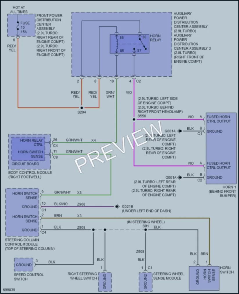 2020 AlfaRomeo Giulia Horn wiring diagram preview