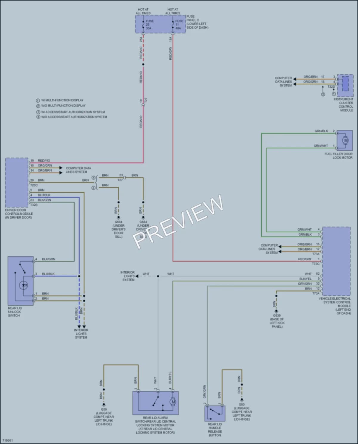 2020 Audi A3 Trunk Tailgate Fuel Door wiring diagram preview