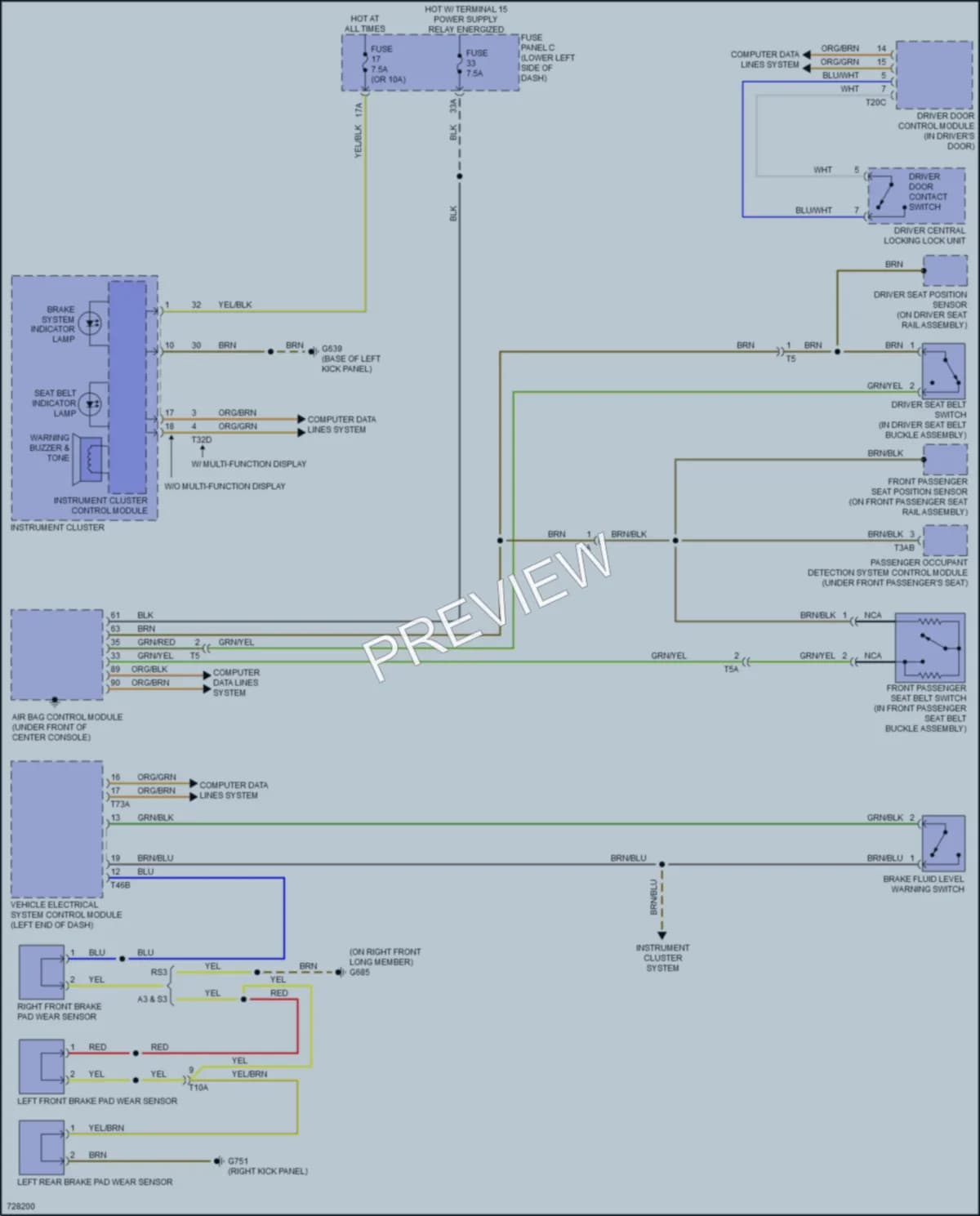 2020 Audi A3 Warning Systems wiring diagram preview