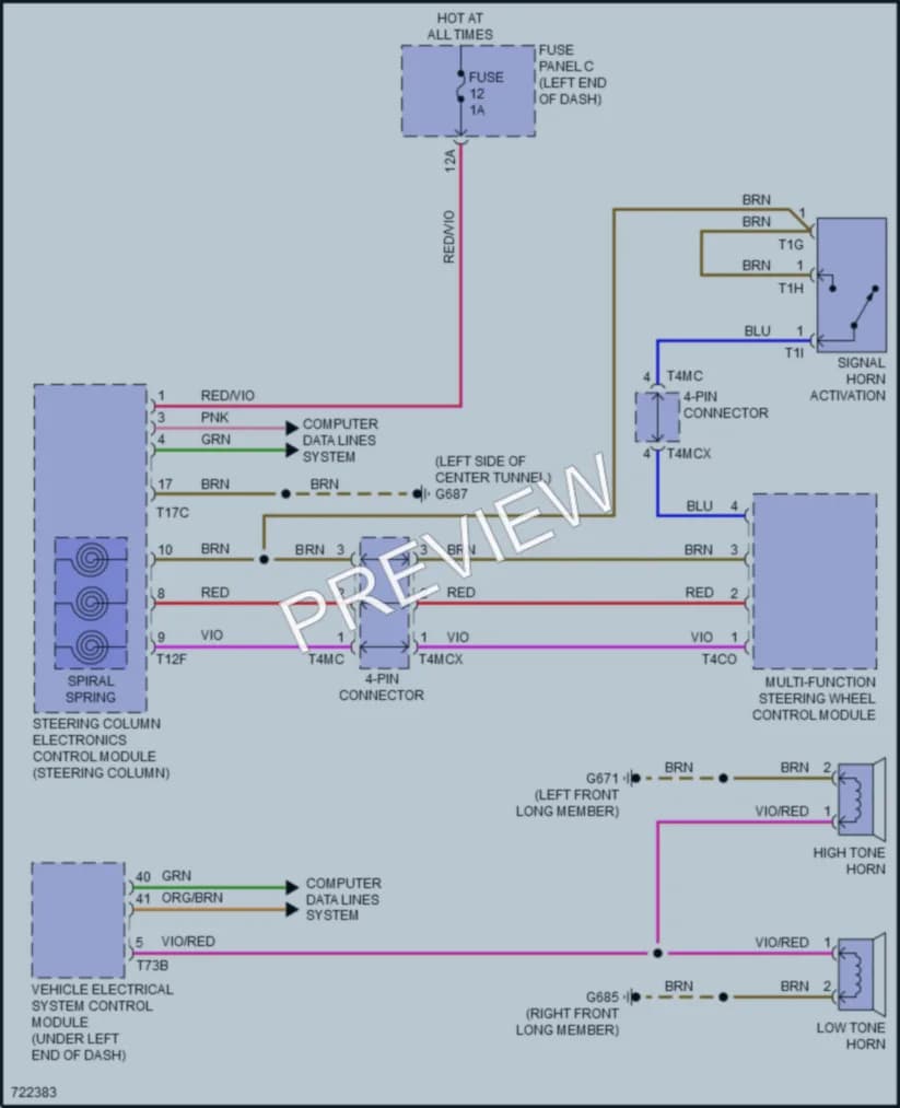 2020 Audi A4 Horn wiring diagram preview