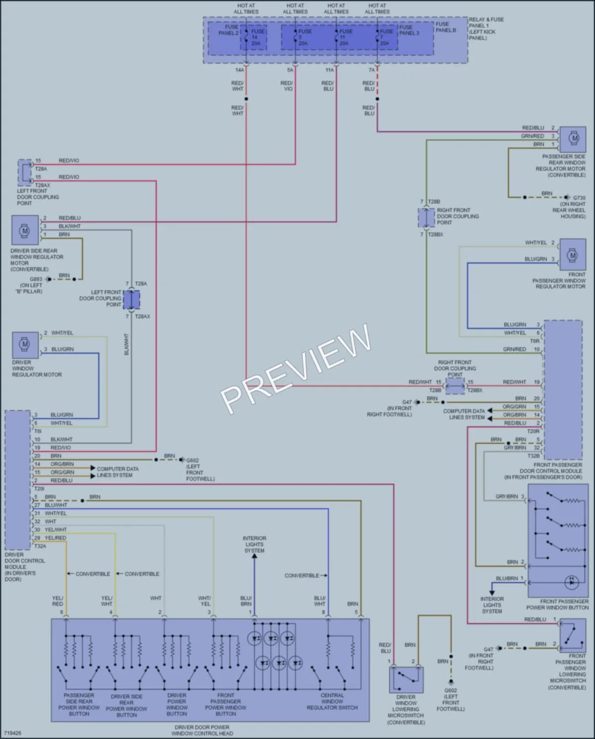 2020 Audi A5 Power Windows wiring diagram preview