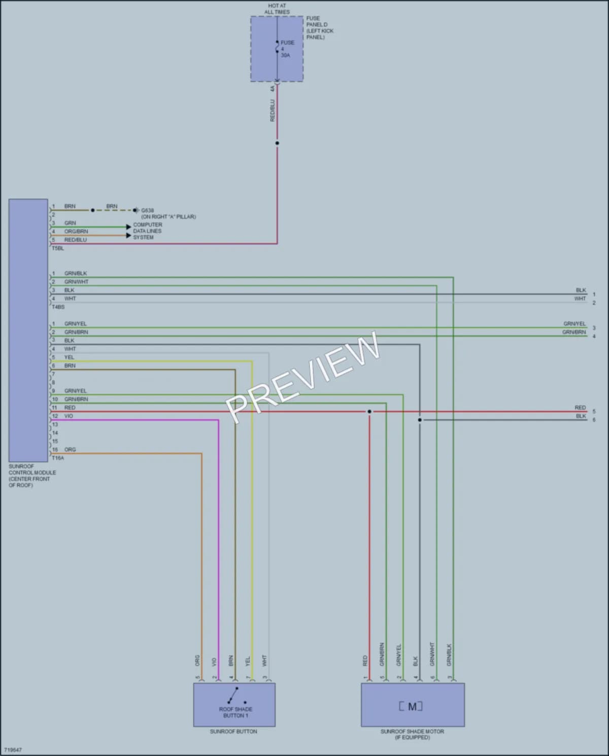 2020 Audi A6 Power Top Sunroof wiring diagram preview