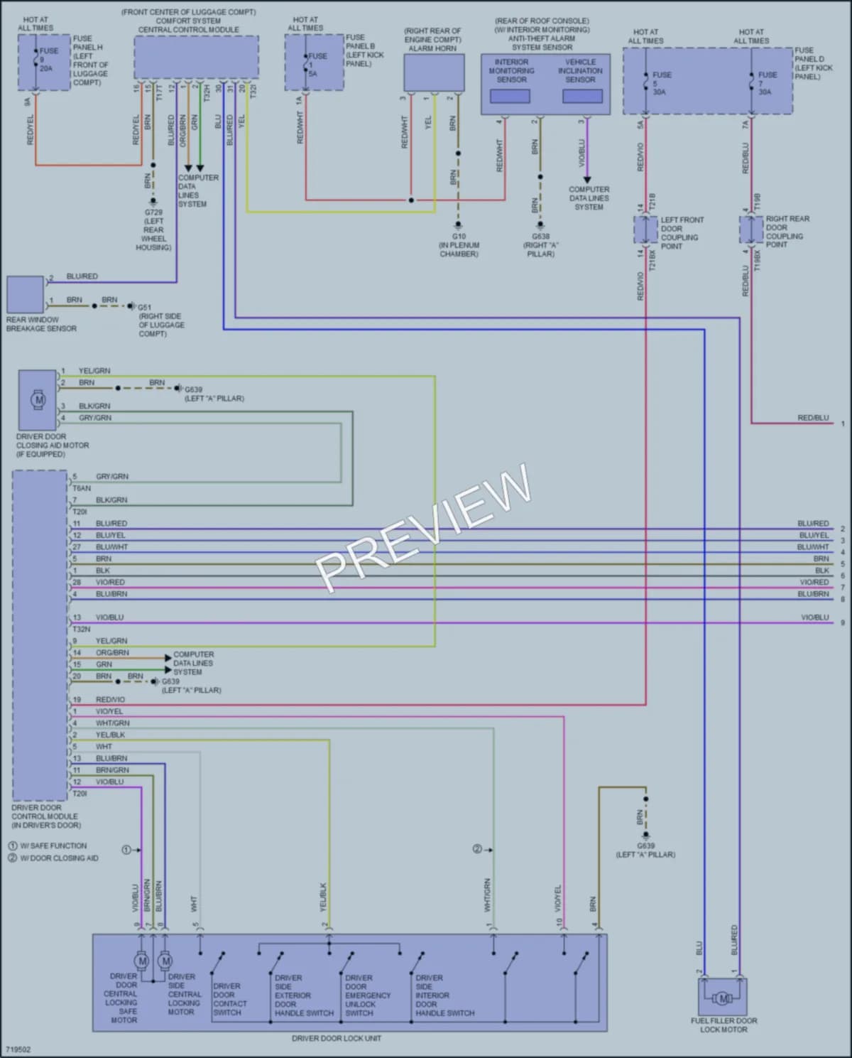 2020 Audi A7 Power Door Locks wiring diagram preview