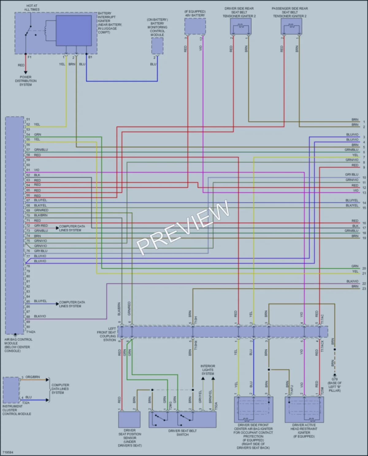 2020 Audi A8Le Supplemental Restraints wiring diagram preview