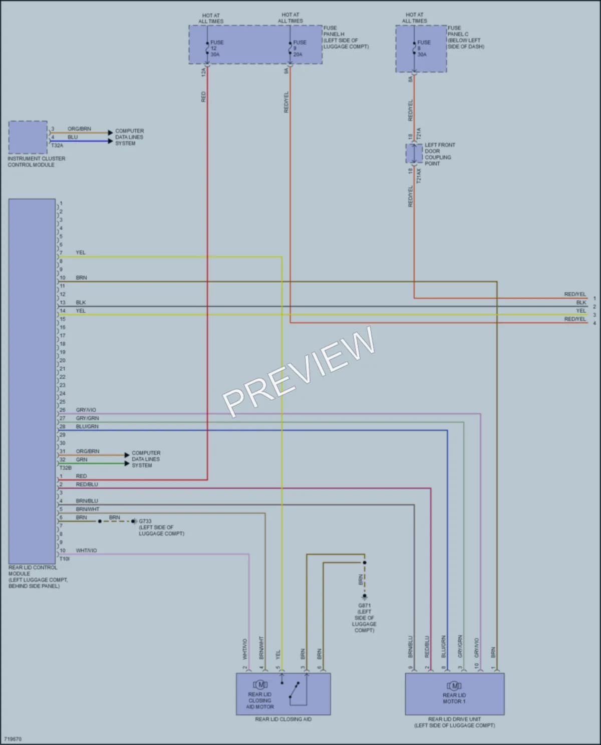 2020 Audi A8Le Trunk Tailgate Fuel Door wiring diagram preview