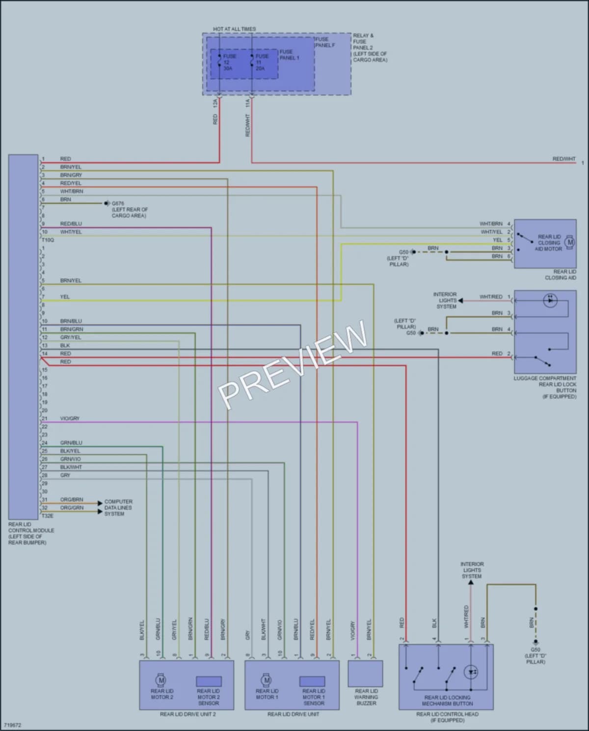 2020 Audi Q5e Trunk Tailgate Fuel Door wiring diagram preview