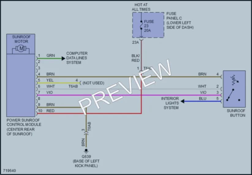 2020 Audi RS3 Power Top Sunroof wiring diagram preview