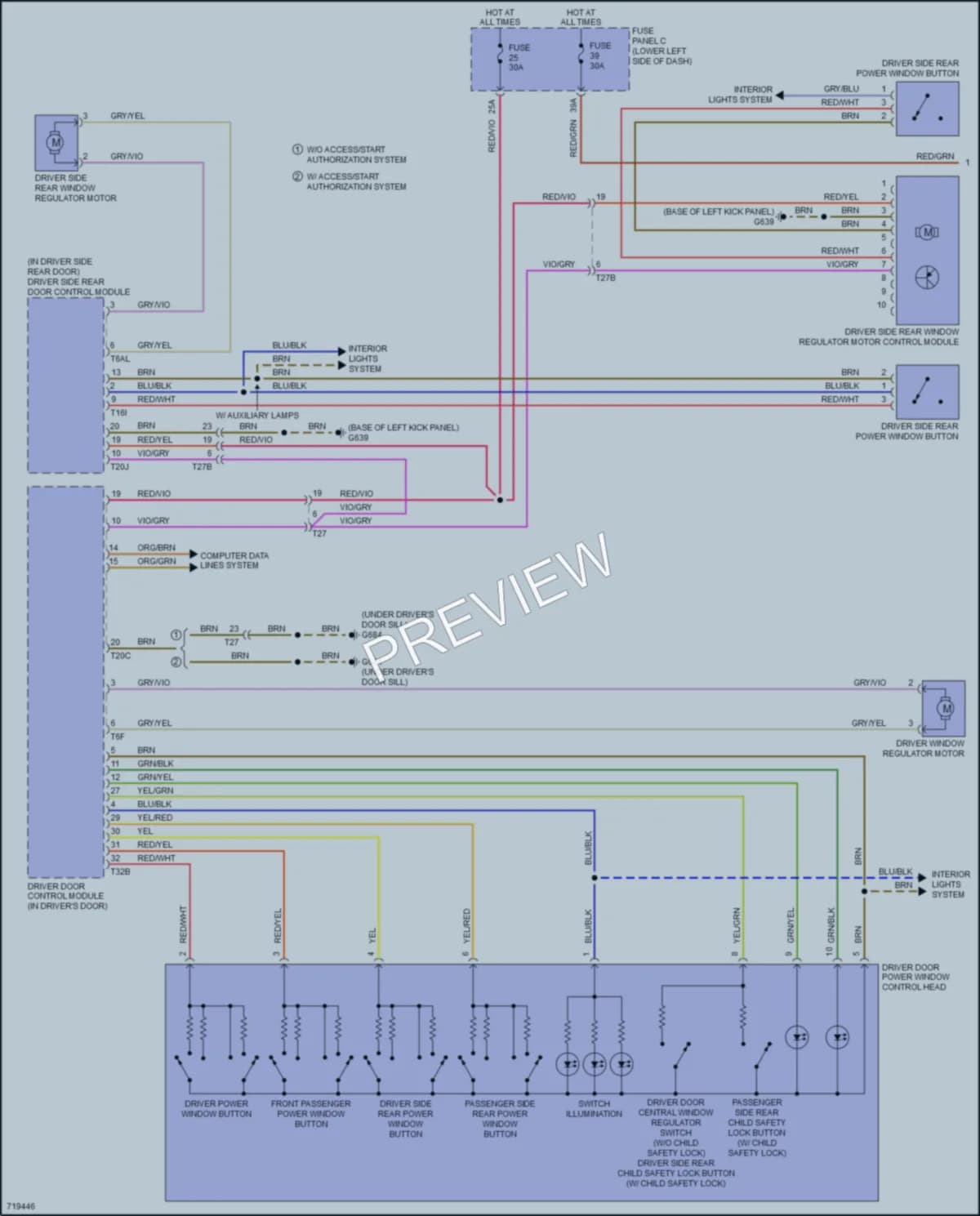 2020 Audi RS3 Power Windows wiring diagram preview