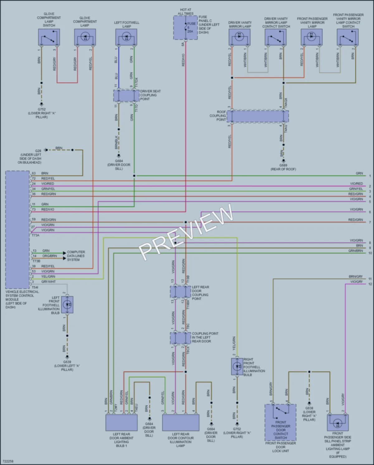 2020 Audi RSQ8 Interior Lights wiring diagram preview