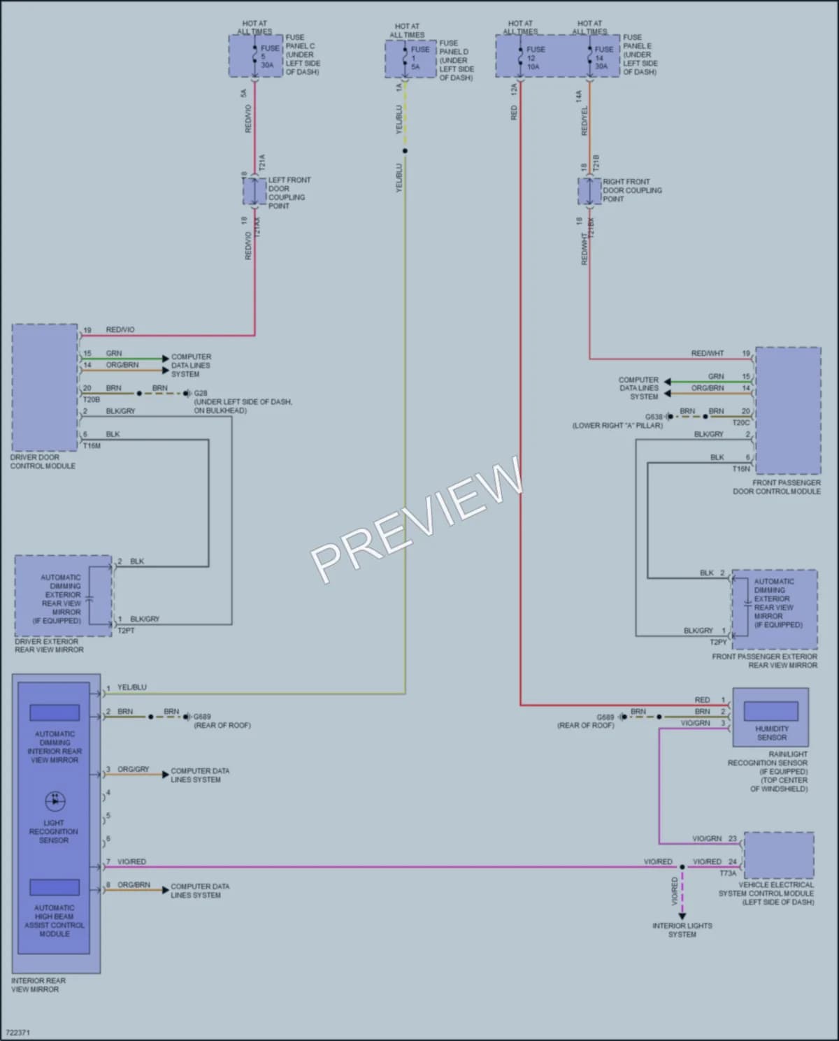 2020 Audi RSQ8 Power Mirrors wiring diagram preview