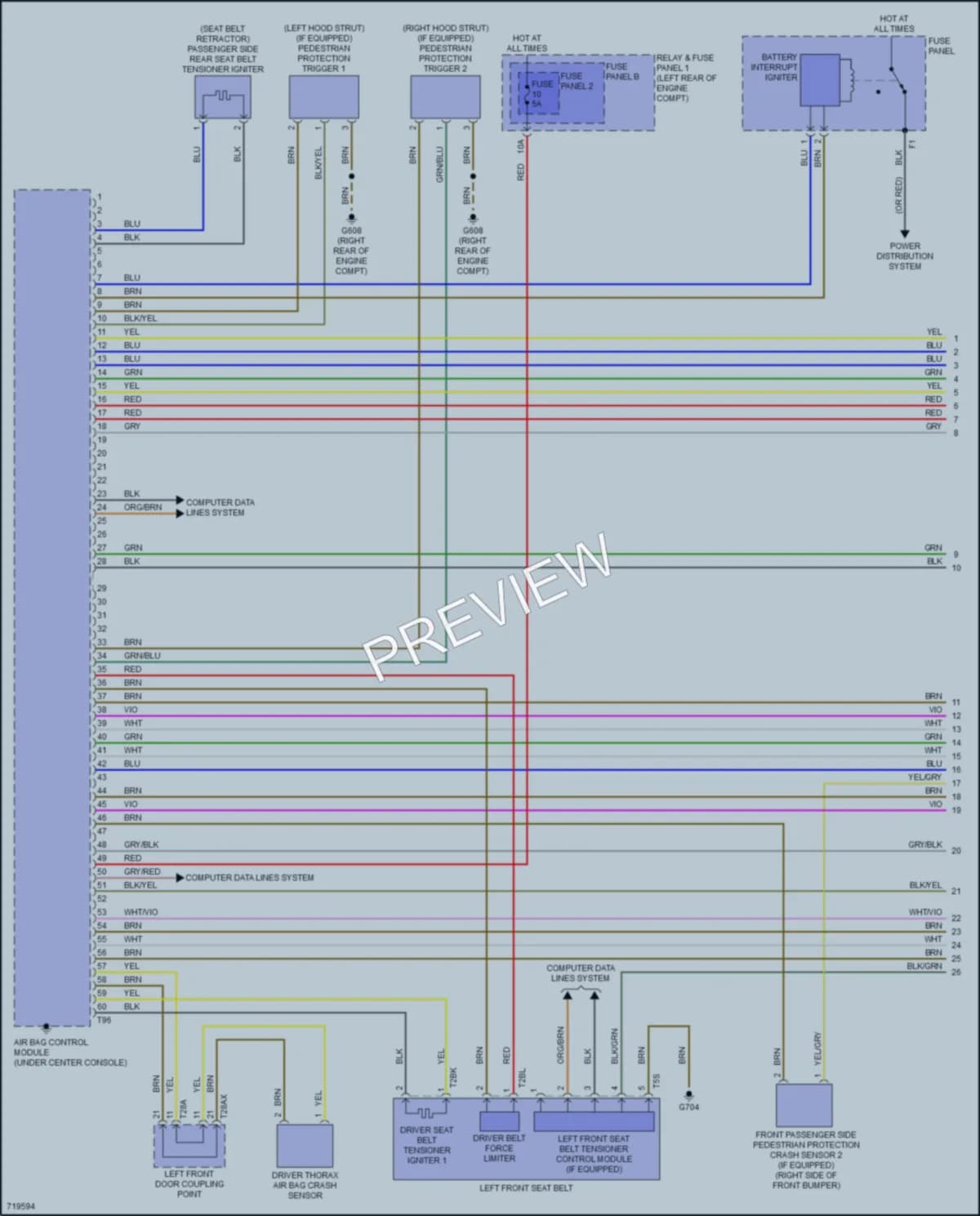 2020 Audi S4 Supplemental Restraints wiring diagram preview