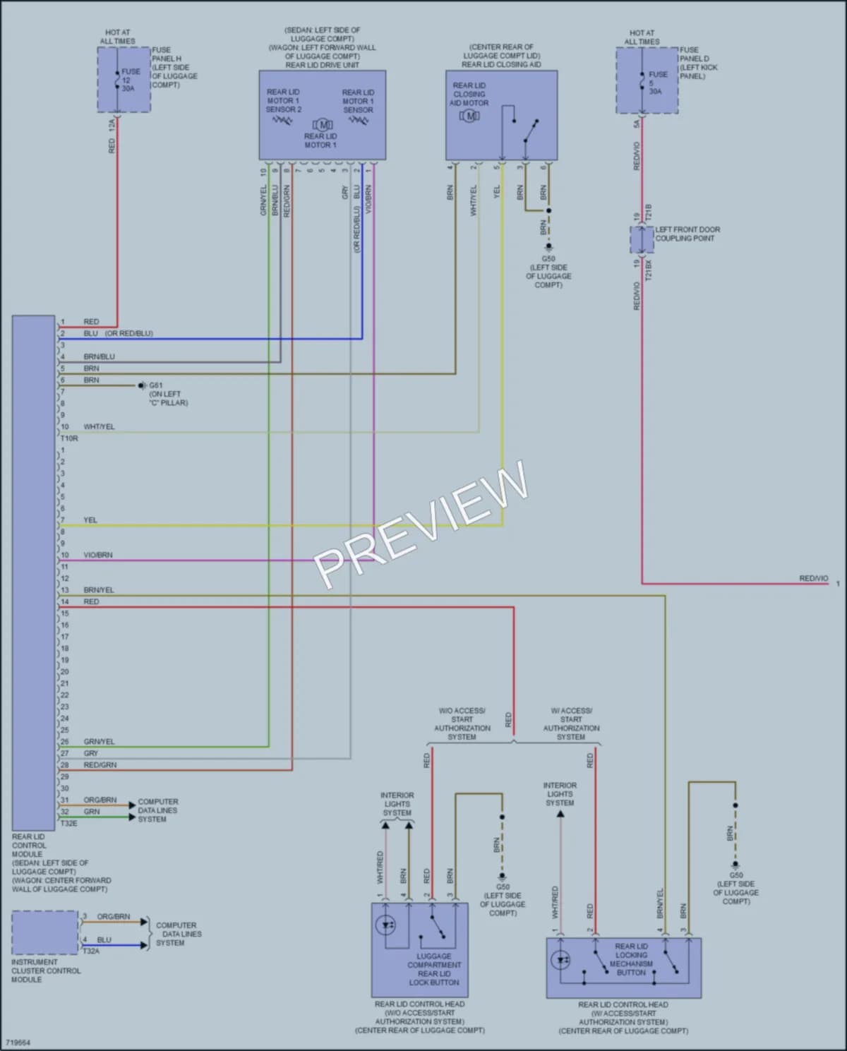 2020 Audi S6 Trunk Tailgate Fuel Door wiring diagram preview