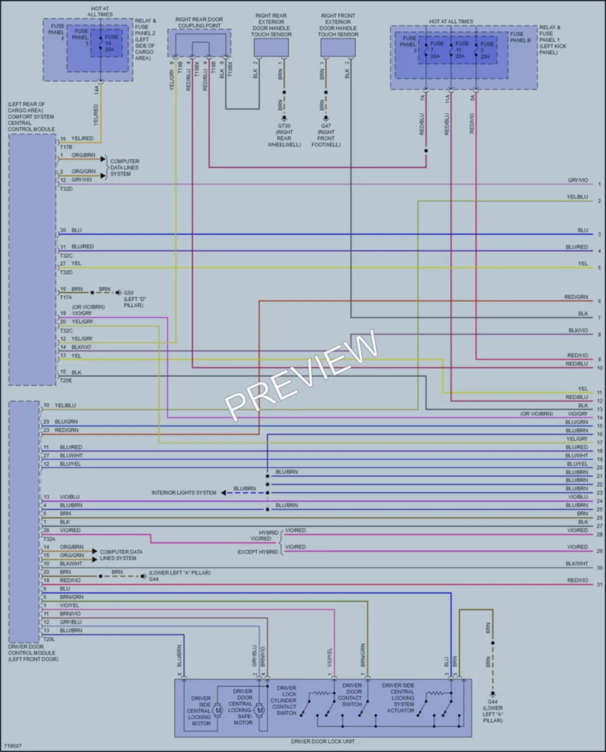 2020 Audi SQ5 Power Door Locks wiring diagram preview