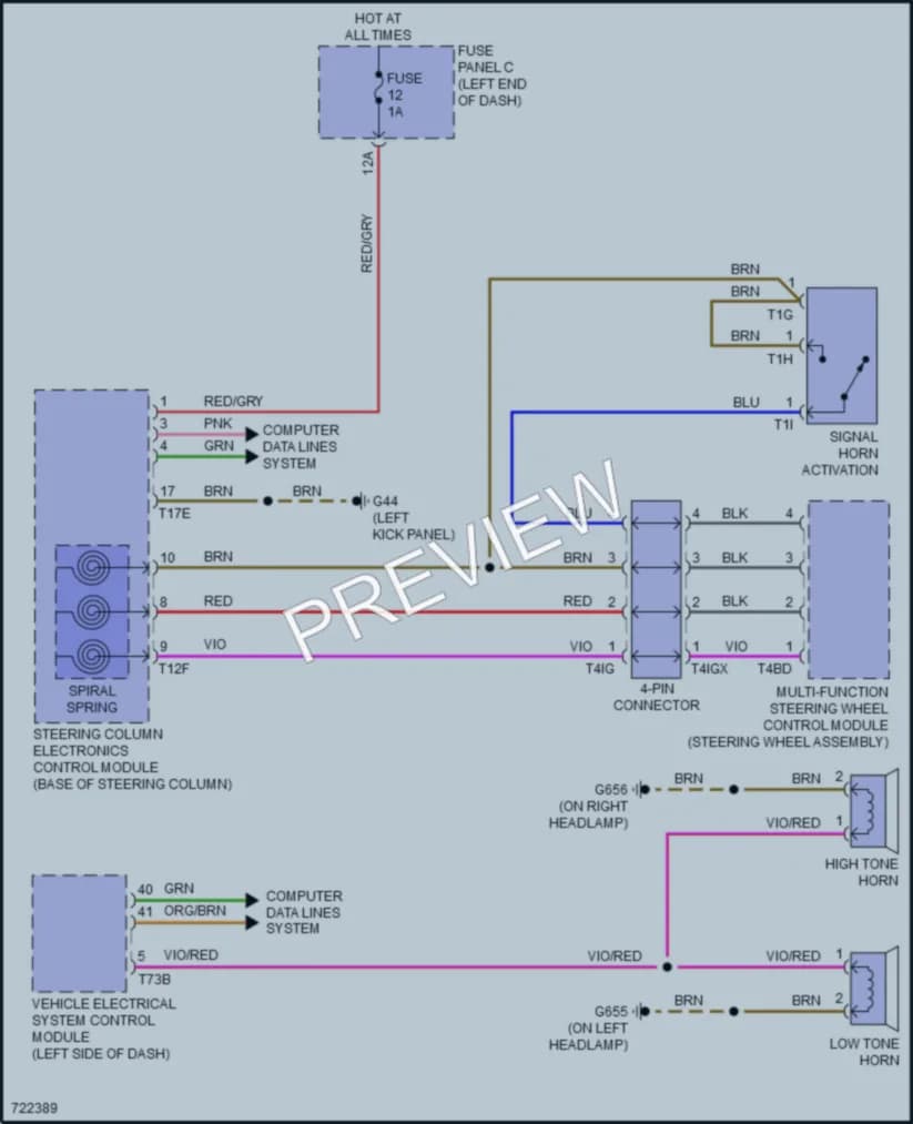 2020 Audi SQ7 Horn wiring diagram preview