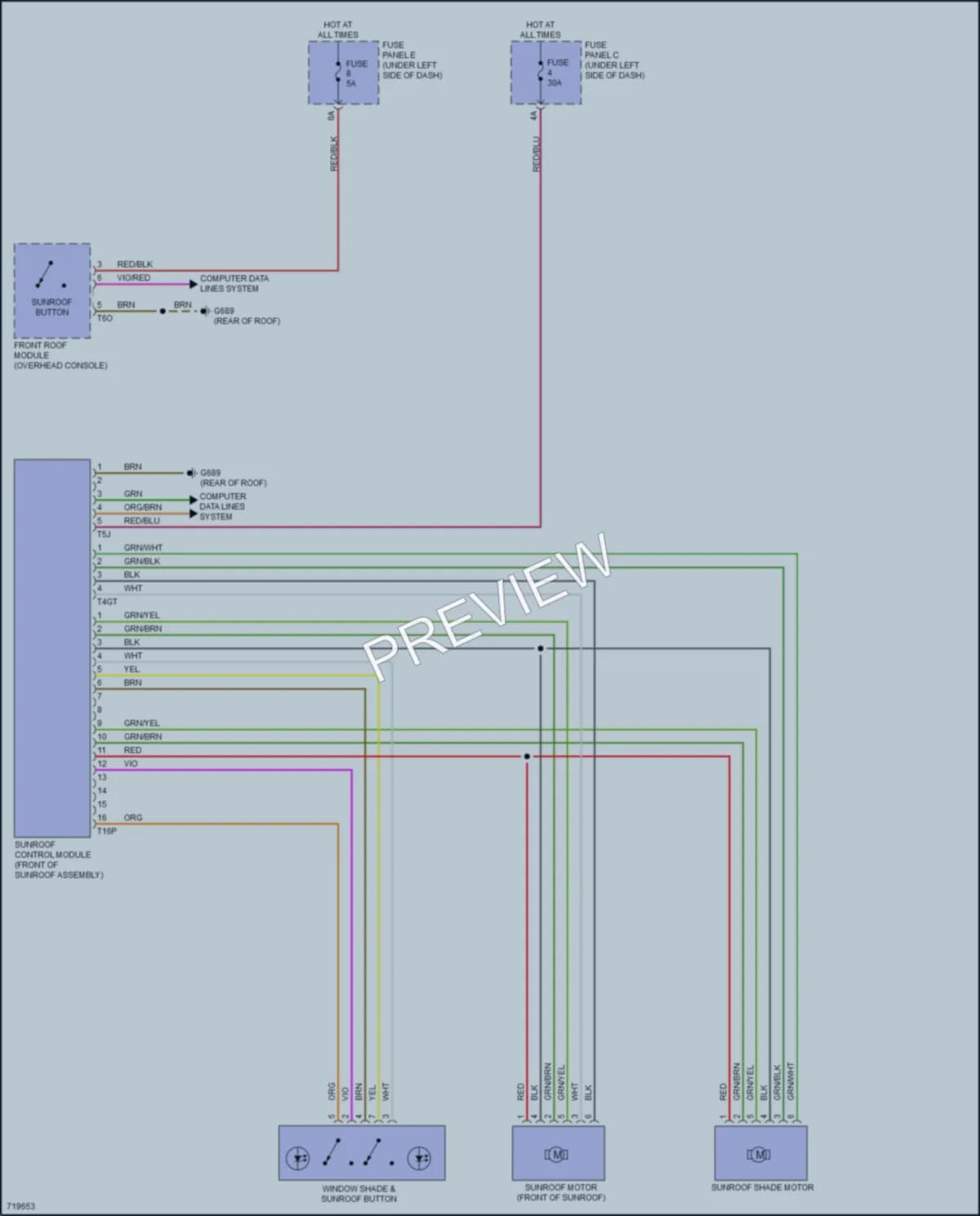 2020 Audi SQ8 Power Top Sunroof wiring diagram preview