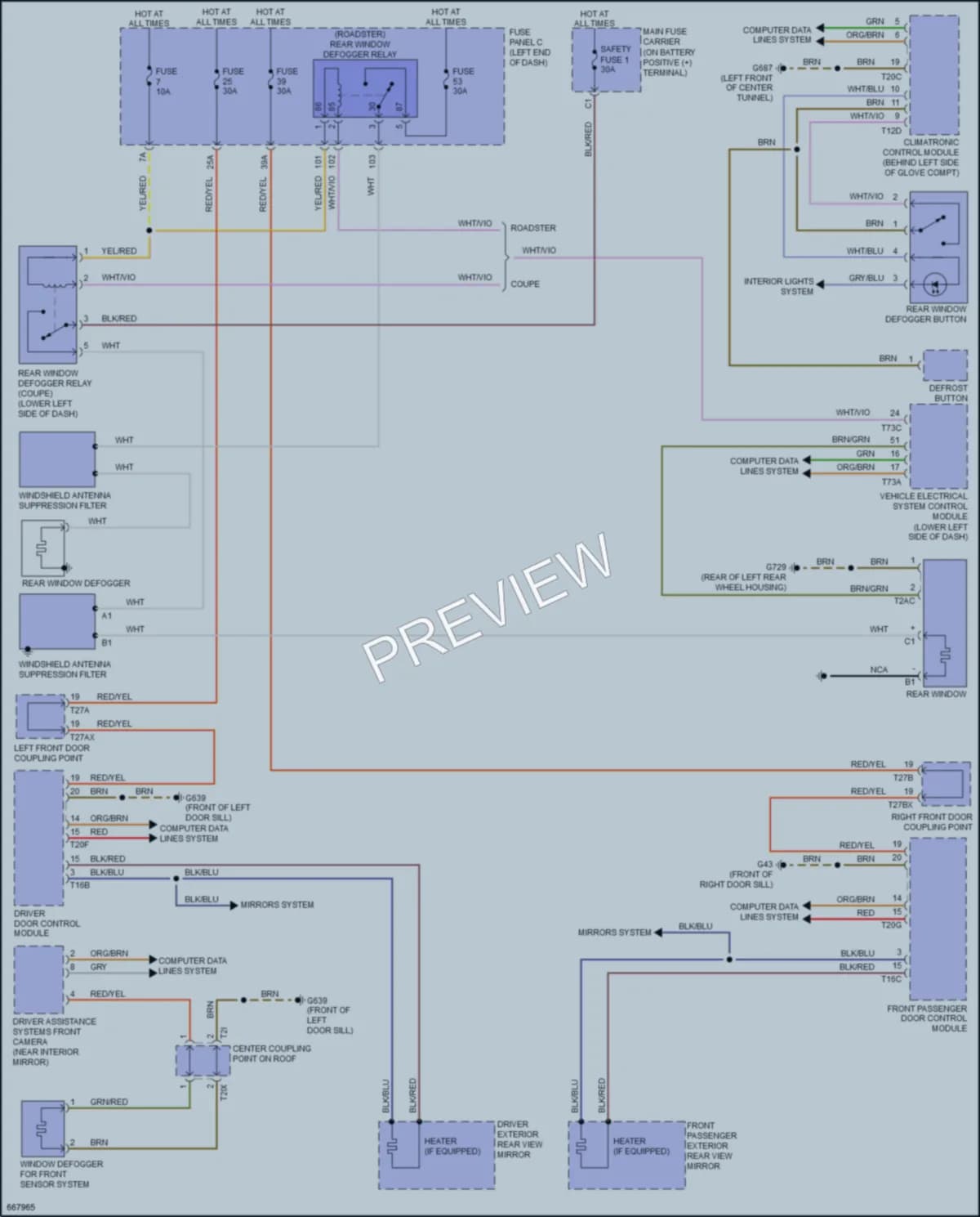 2020 Audi TT Defoggers wiring diagram preview