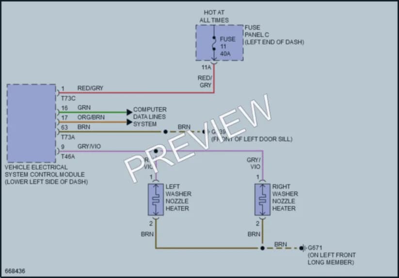 2020 Audi TT Wiper Washer wiring diagram preview