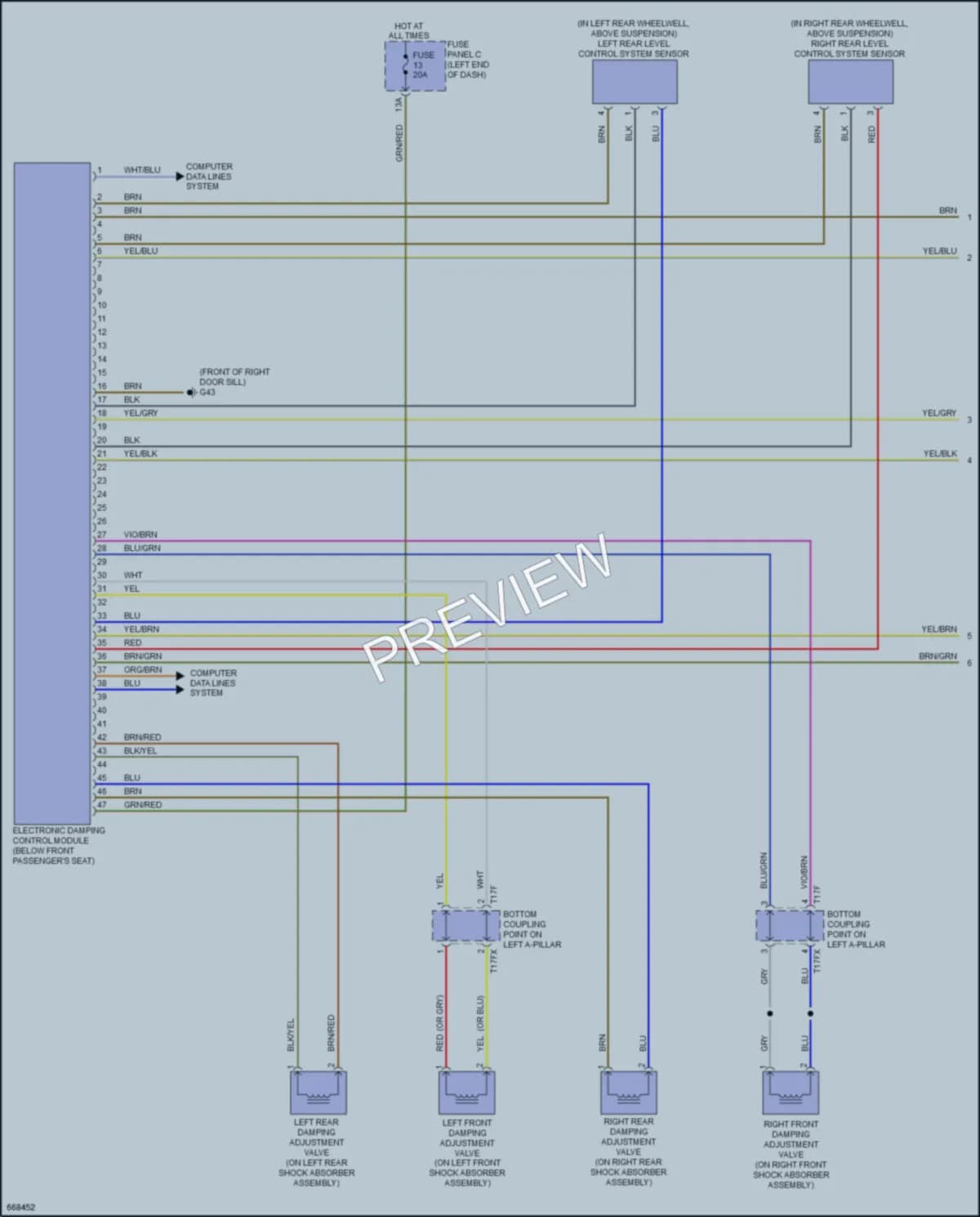 2020 Audi TTRS Electronic Suspension wiring diagram preview