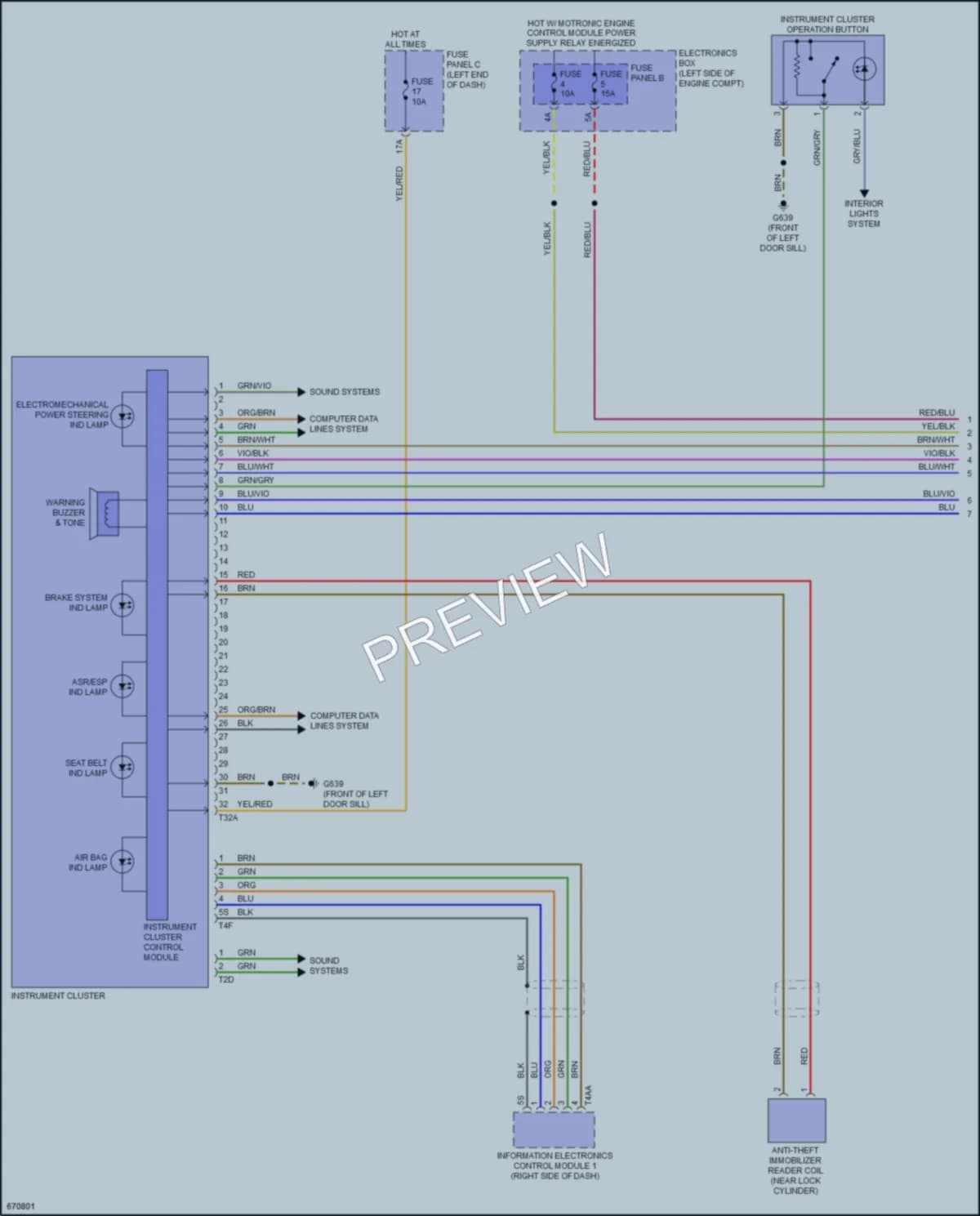 2020 Audi TTRS Instrument Cluster wiring diagram preview
