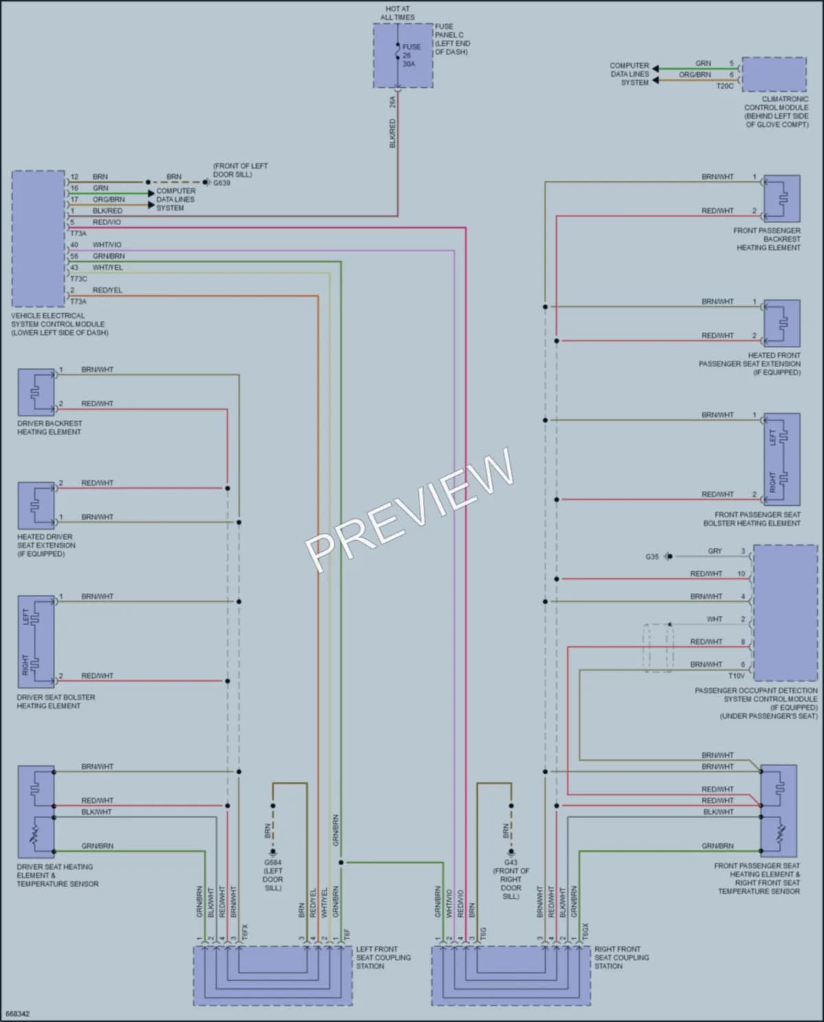 2020 Audi TTRS Power Seats wiring diagram preview