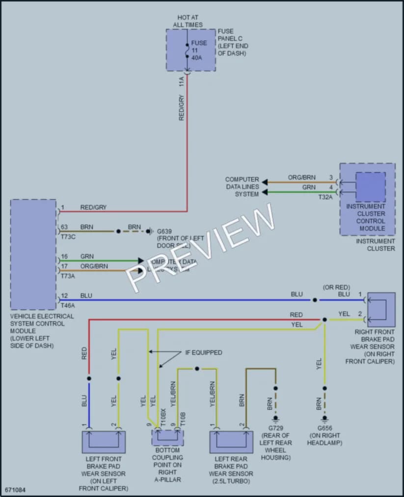 2020 Audi TTRS Warning Systems wiring diagram preview
