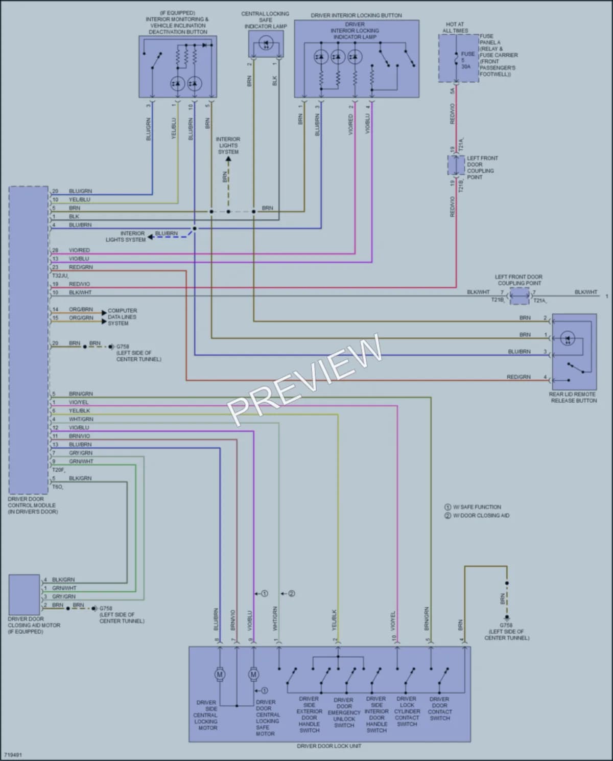 2020 Audi etronSportback Power Door Locks wiring diagram preview