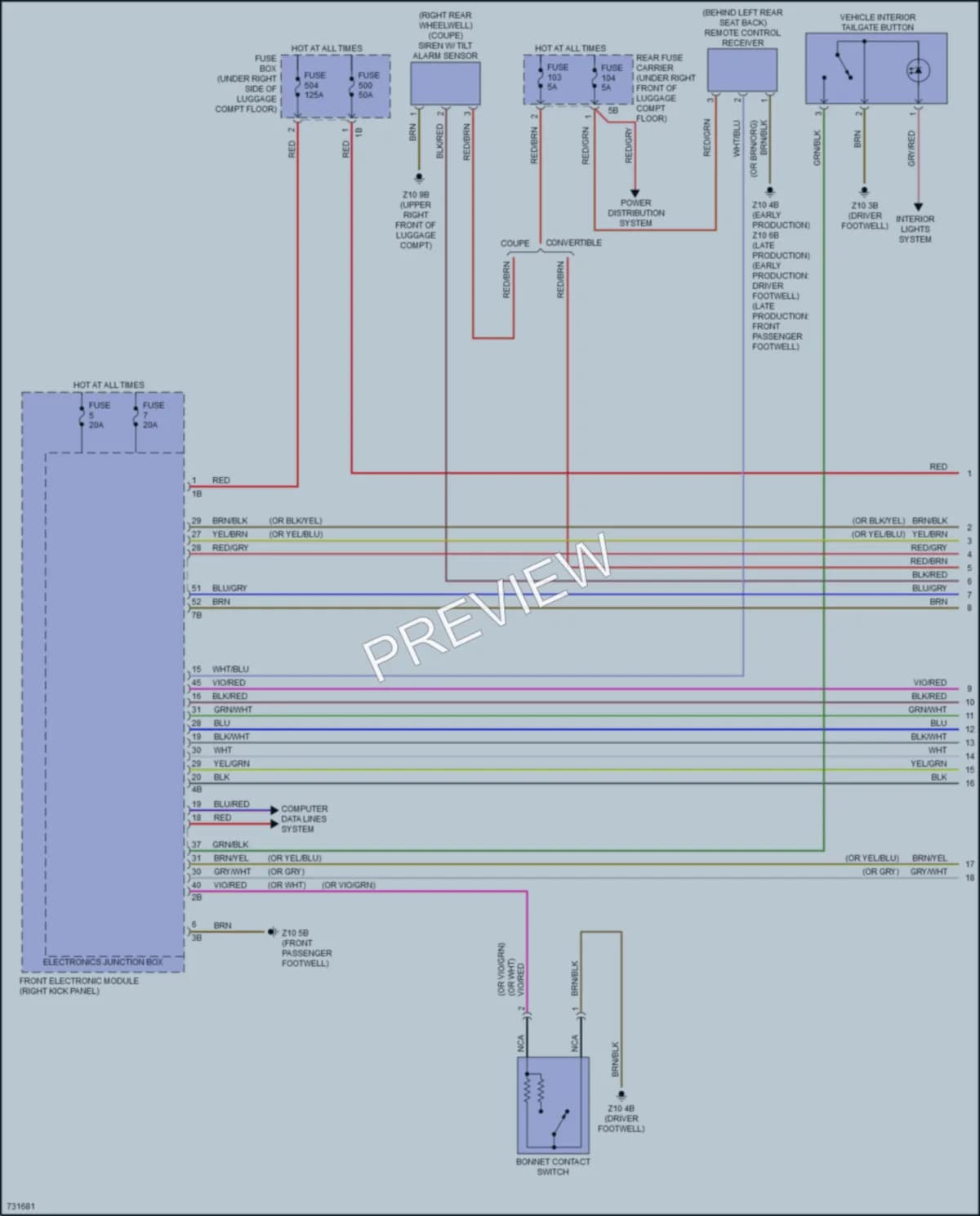 2020 BMW 230i Power Door Locks wiring diagram preview