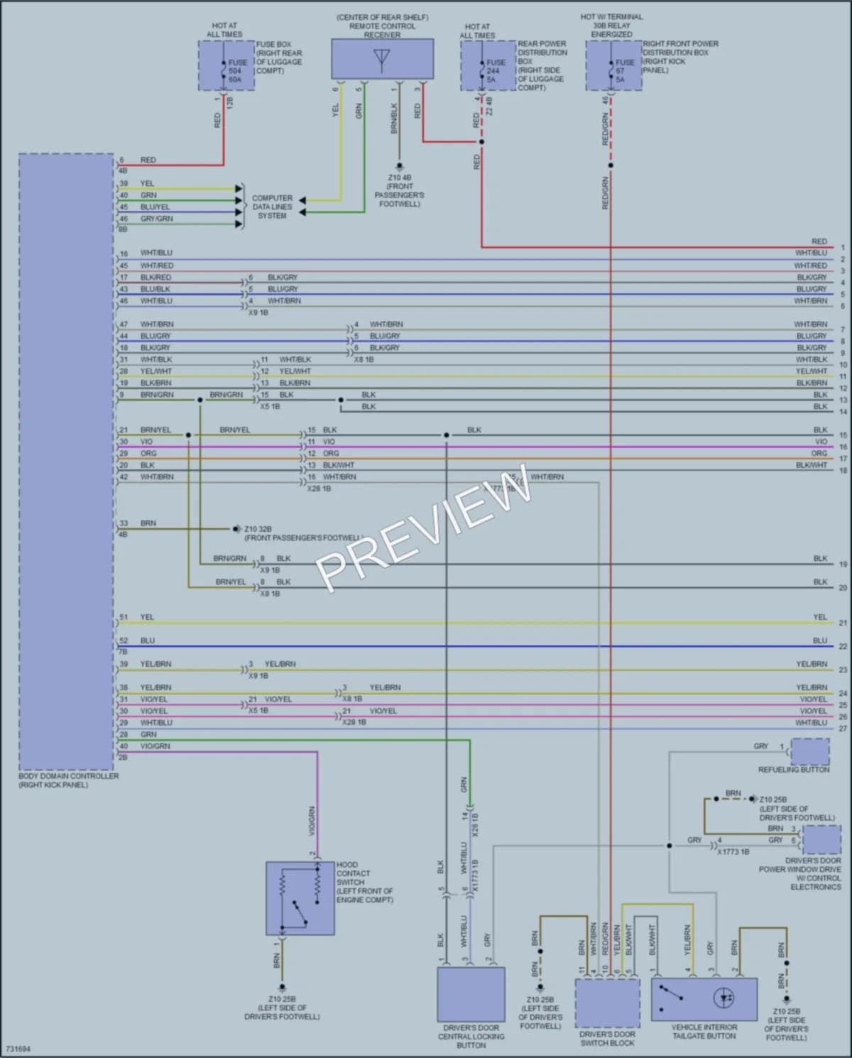 2020 BMW 330i Power Door Locks wiring diagram preview