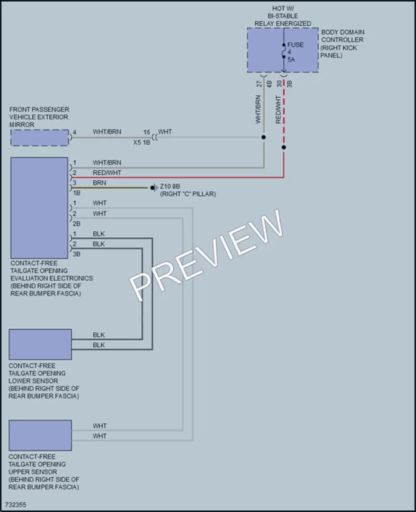 2020 BMW 330i Trunk Tailgate Fuel Door wiring diagram preview