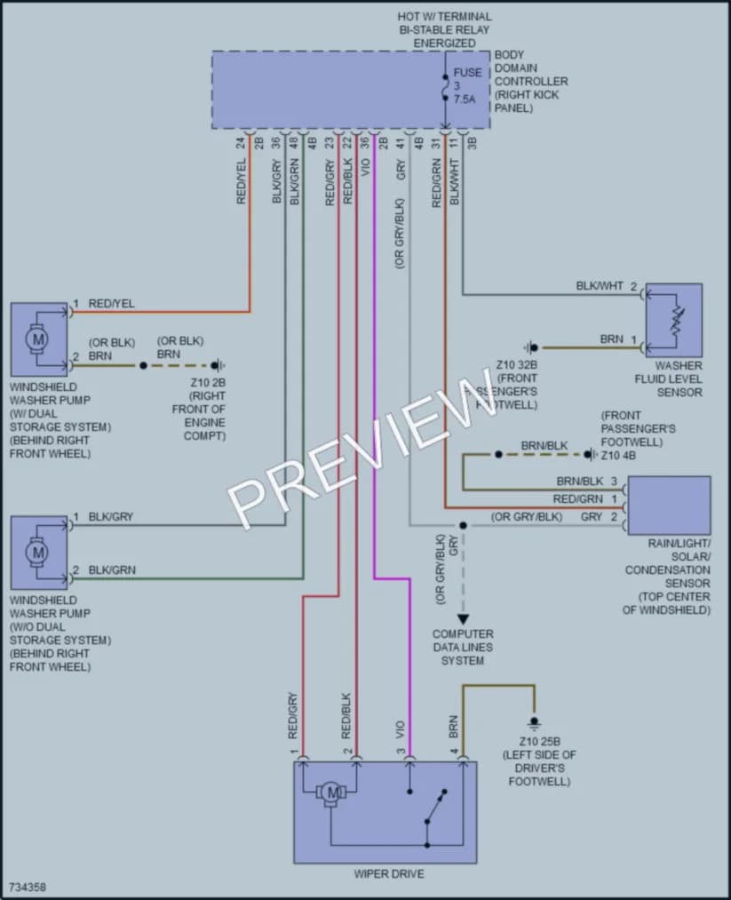 2020 BMW 330i Wiper Washer wiring diagram preview
