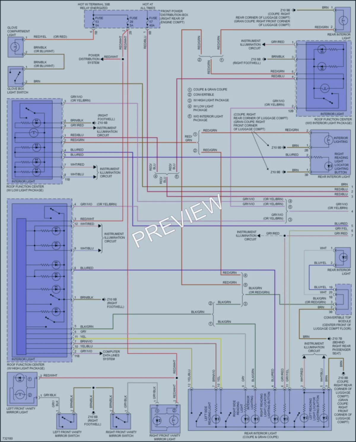2020 BMW 430iGranCoupe Interior Lights wiring diagram preview