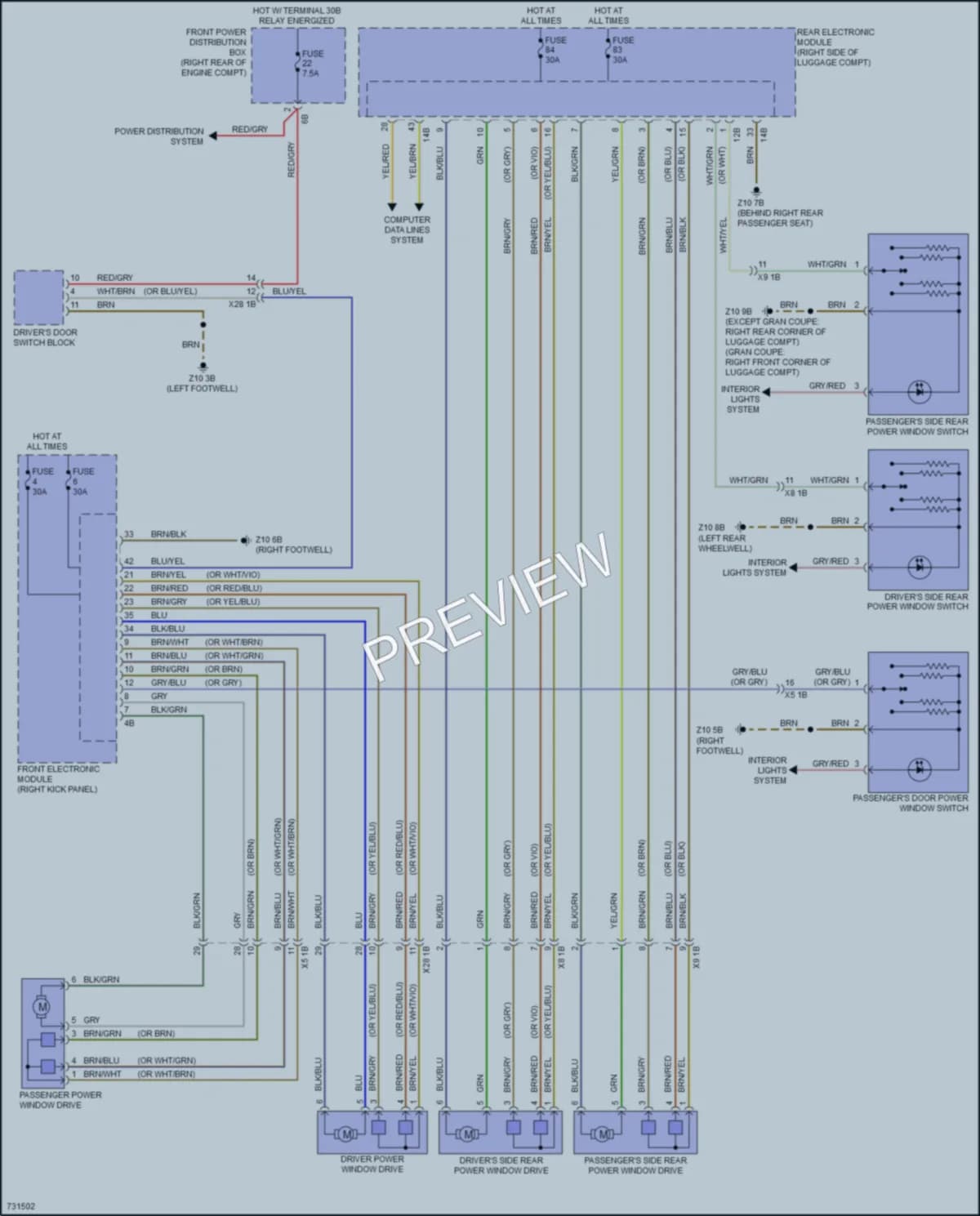2020 BMW 440iGranCoupe Power Windows wiring diagram preview